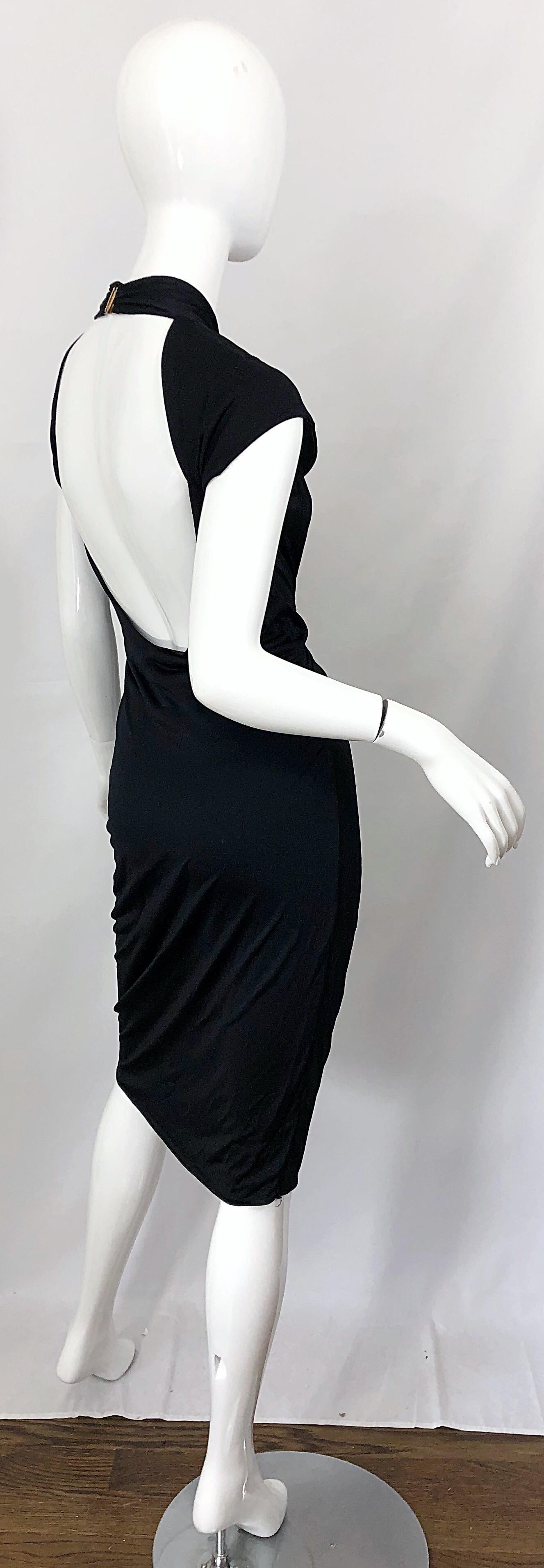 Gucci Tom Ford Fall 2003 Runway Black Cut Out Backless Stretch Jersey Dress  8