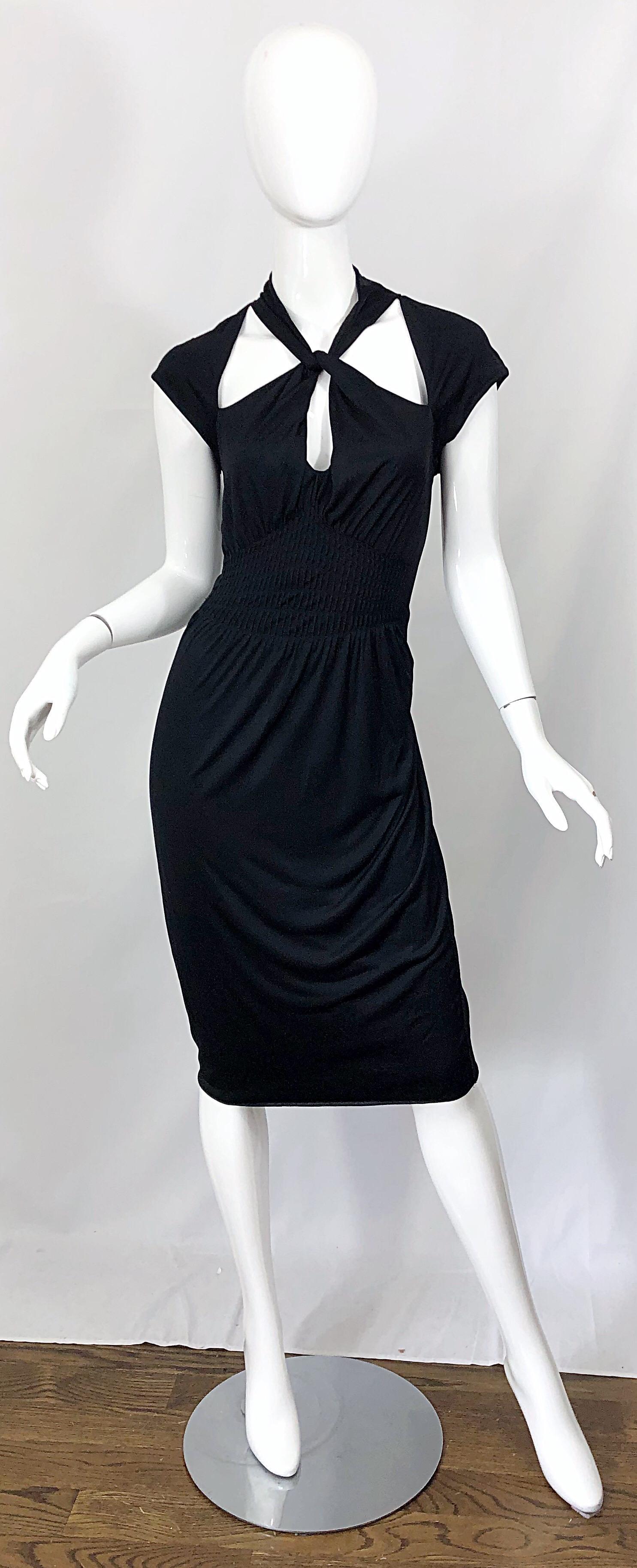 Gucci Tom Ford Fall 2003 Runway Black Cut Out Backless Stretch Jersey Dress  9