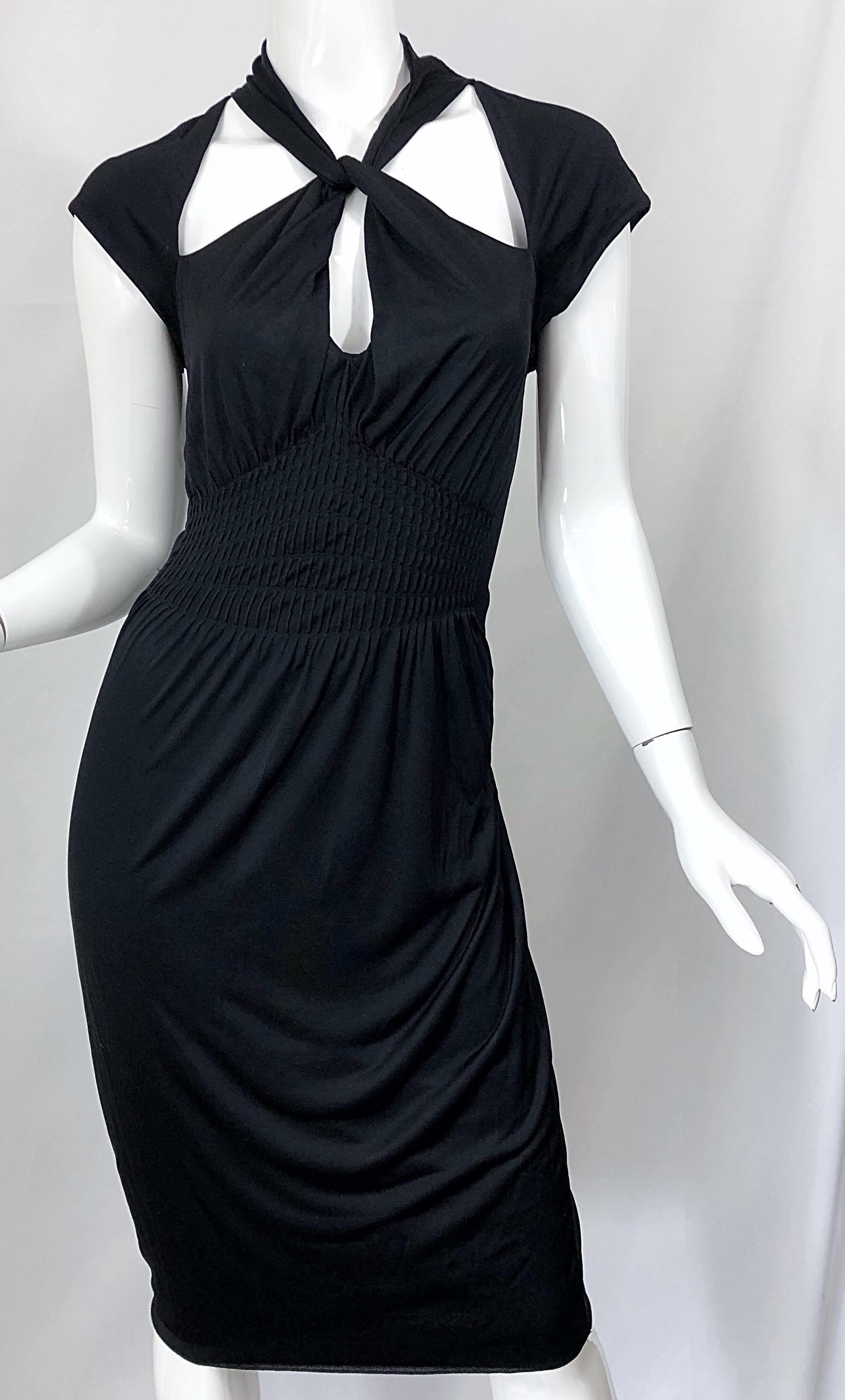 Women's Gucci Tom Ford Fall 2003 Runway Black Cut Out Backless Stretch Jersey Dress 