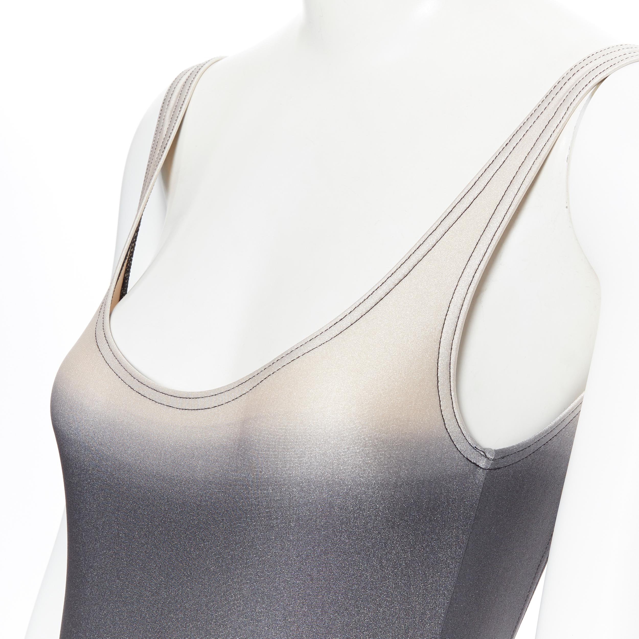 GUCCI TOM FORD grey black ombre gradient scoop back G charm swimsuit body top XS 1