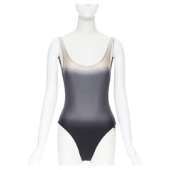 GUCCI TOM FORD grey black ombre gradient scoop back G charm swimsuit body top XS