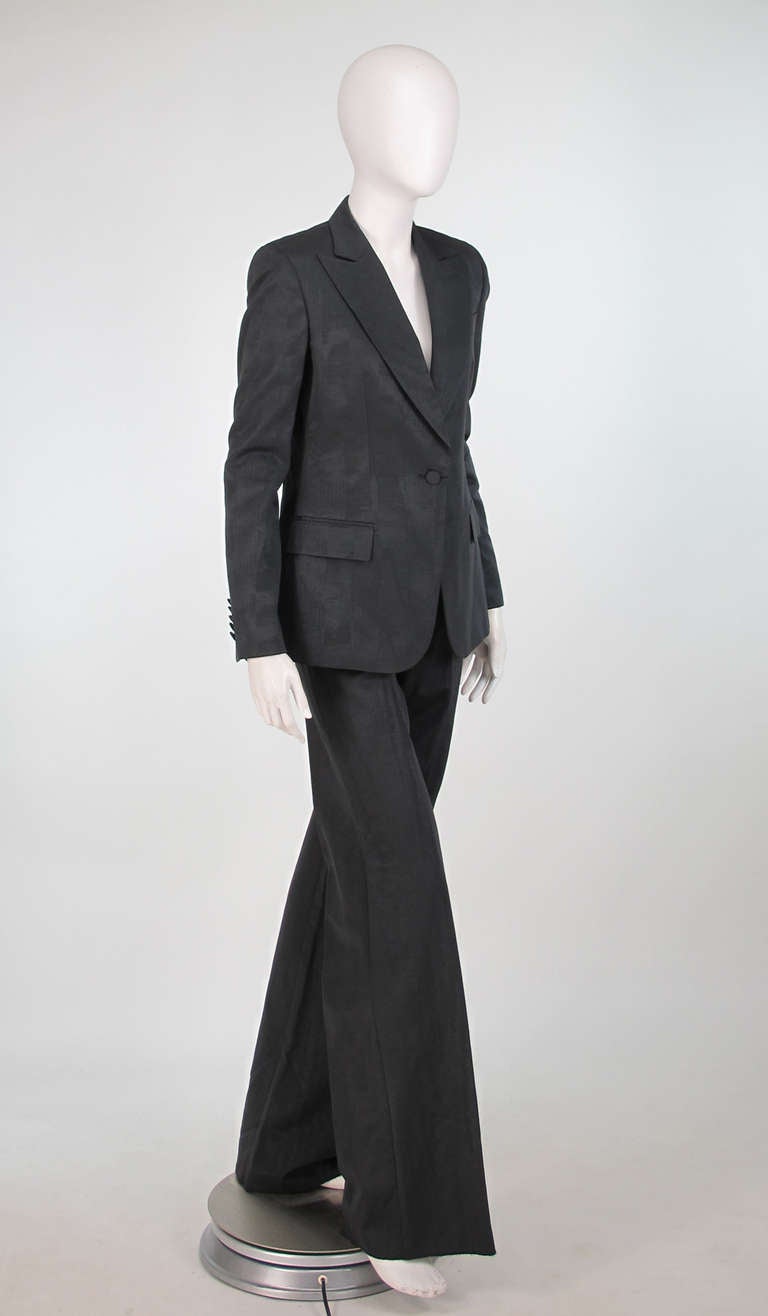 Noir Tom Ford pour Gucci - Ensemble pantalon en faille grise avec étiquettes