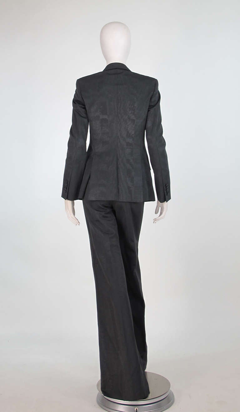 Tom Ford pour Gucci - Ensemble pantalon en faille grise avec étiquettes 1