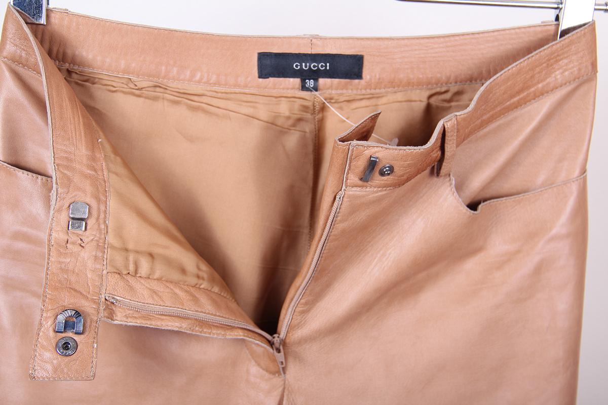 Beige Gucci Tom Ford Leather Pants For Sale