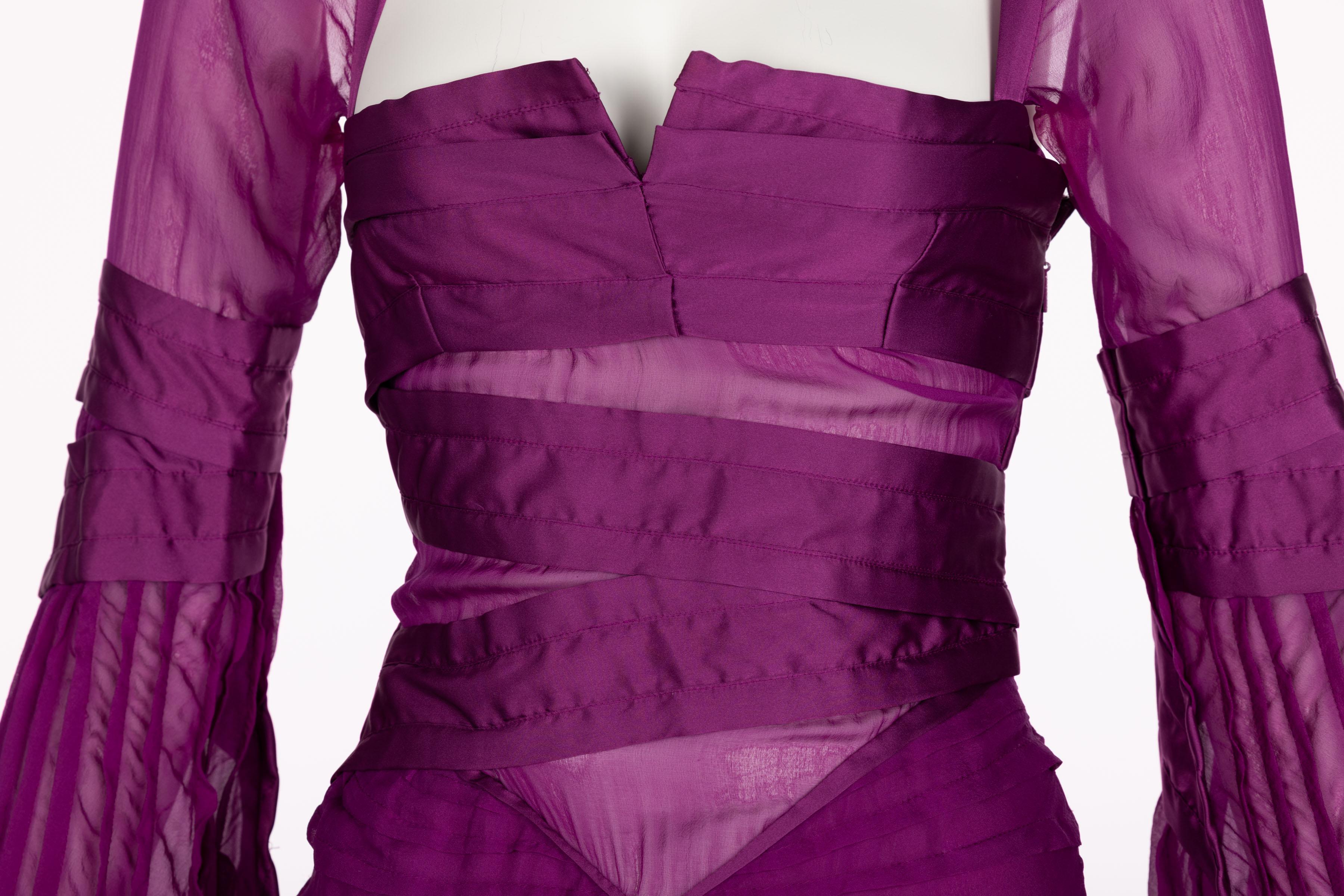 Gucci Tom Ford Purple Silk Dress Runway F/W 2004 Look #27 3