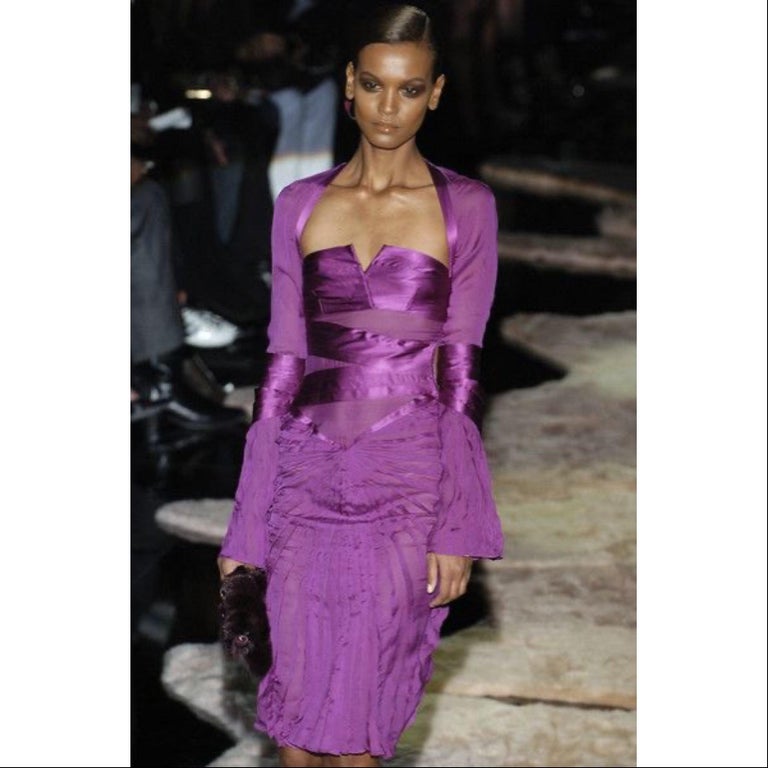 Gucci Tom Ford Purple Silk Dress Runway F/W 2004 Look #27 at 1stDibs