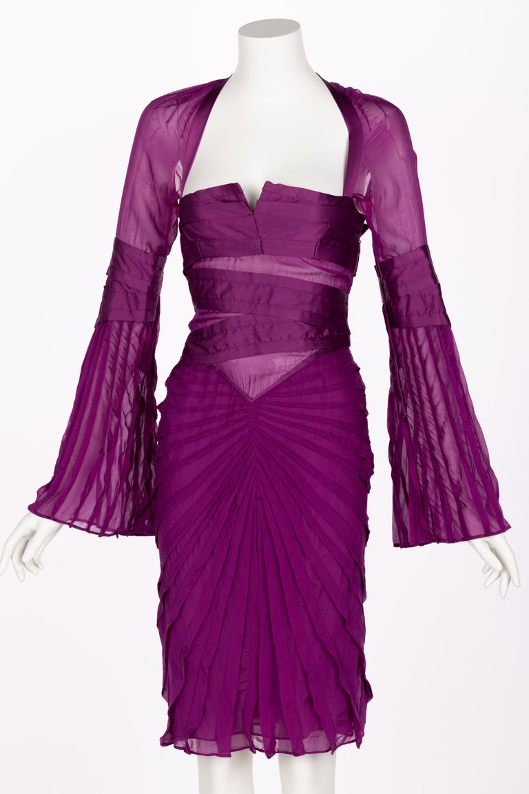 Gucci Tom Ford Purple Silk Dress Runway F/W 2004 Look #27 at 1stDibs
