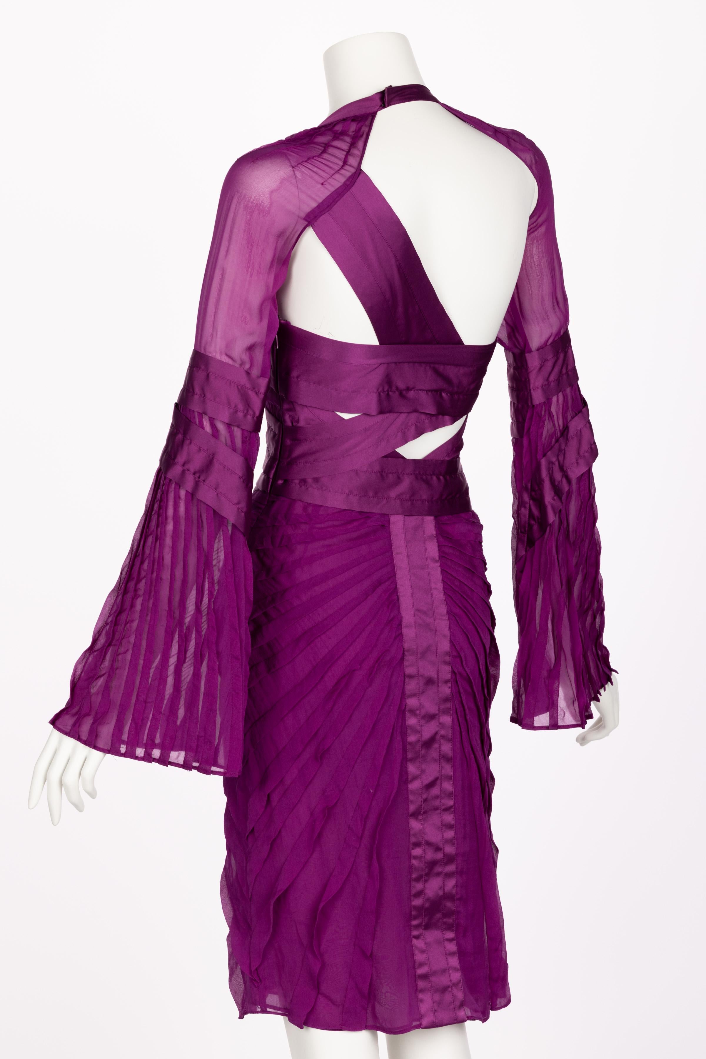 Men's Gucci Tom Ford Purple Silk Dress Runway F/W 2004 Look #27