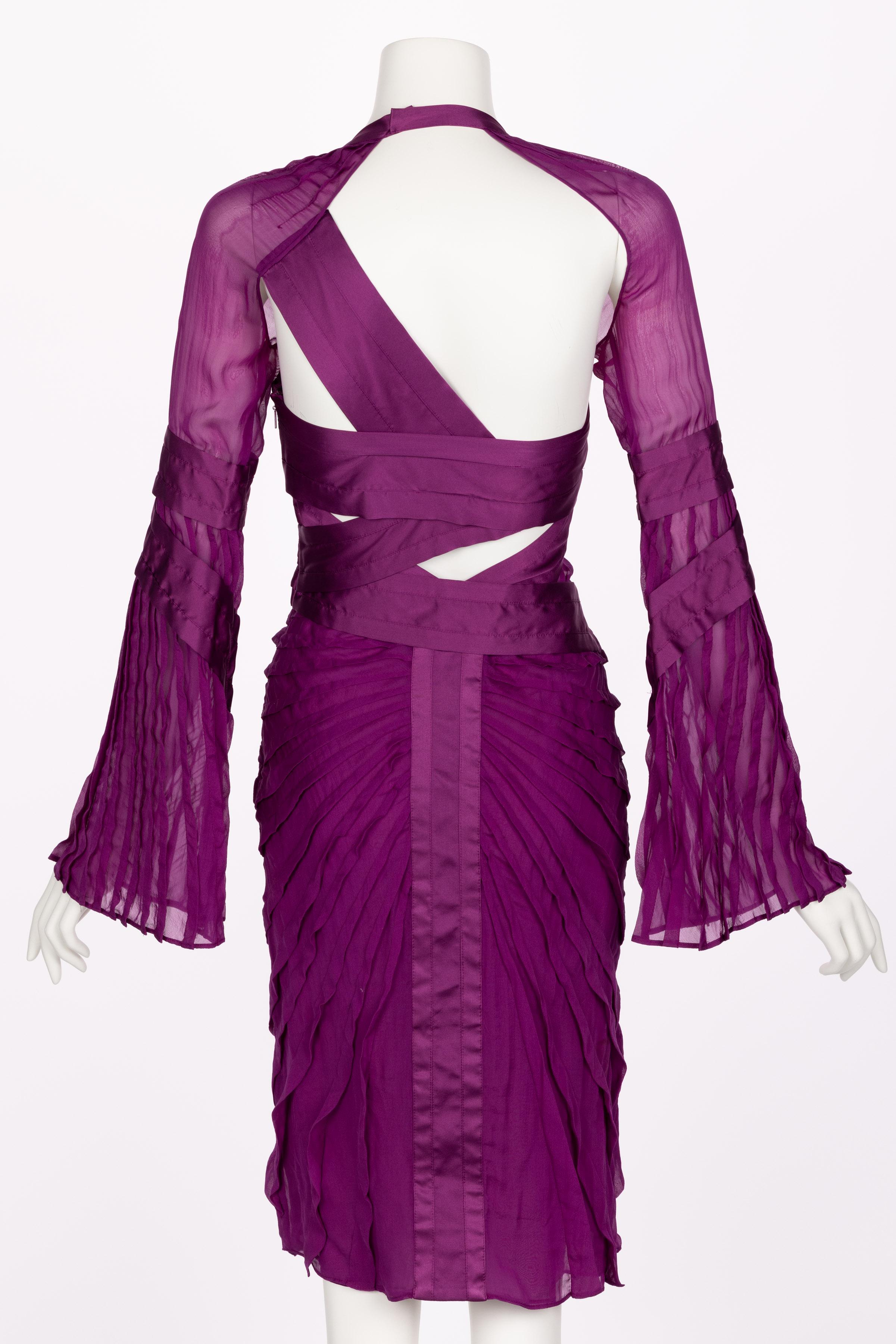 Gucci Tom Ford Purple Silk Dress Runway F/W 2004 Look #27 1