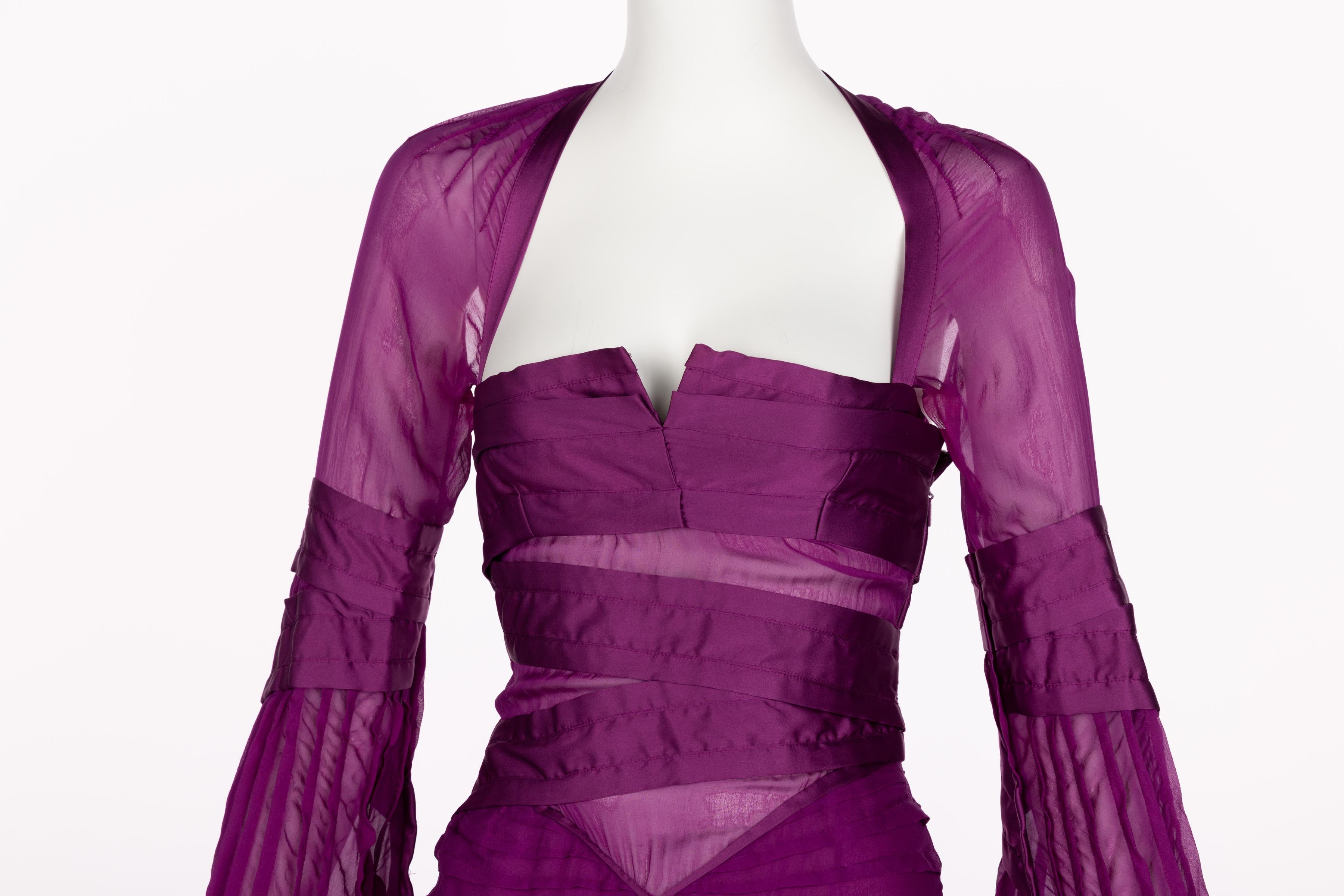 Gucci Tom Ford Purple Silk Dress Runway F/W 2004 Look #27 2