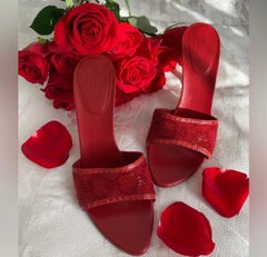 Gucci Tom Ford red beaded GG heels