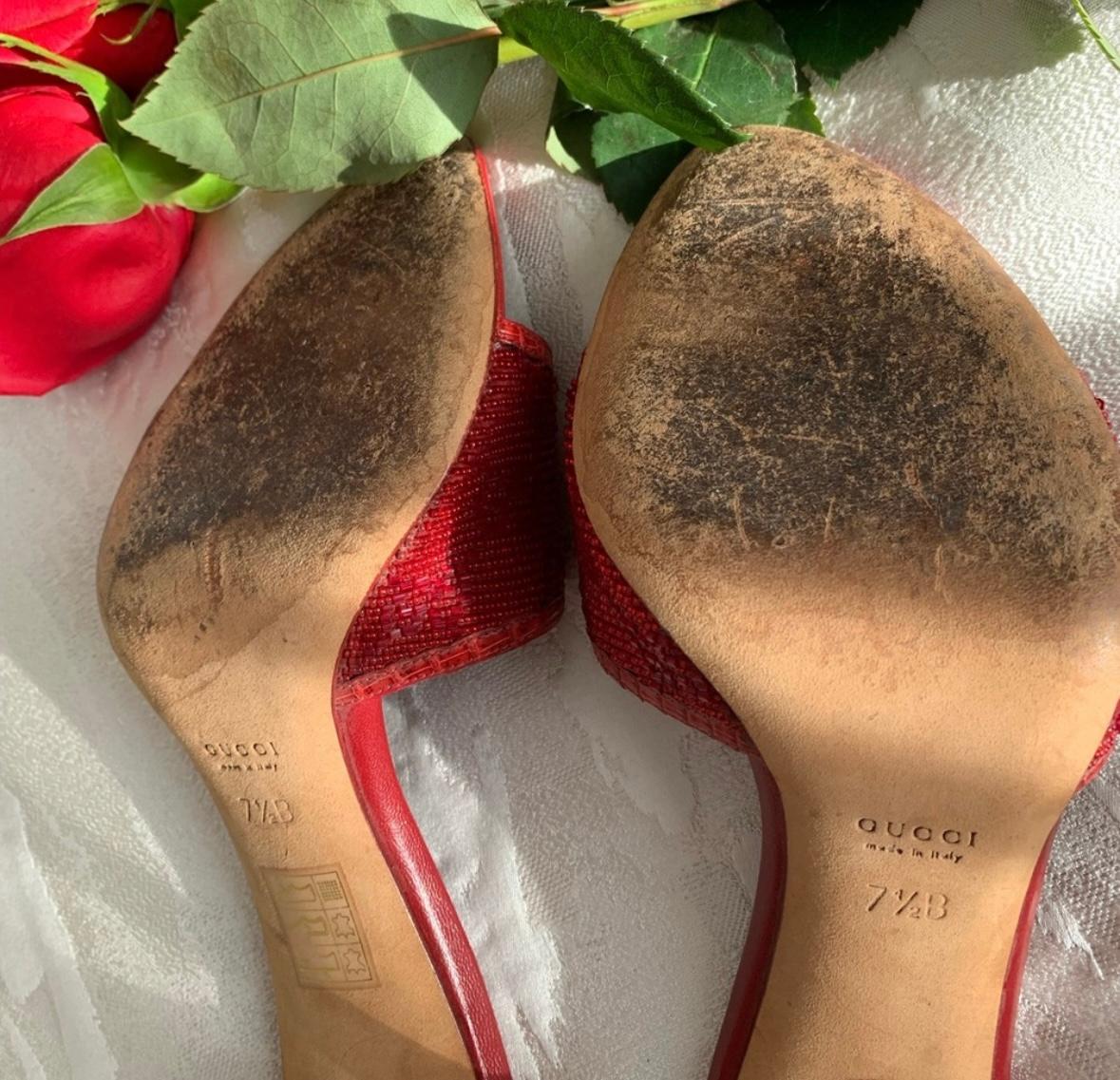 Gucci Tom Ford red beaded GG heels For Sale 3