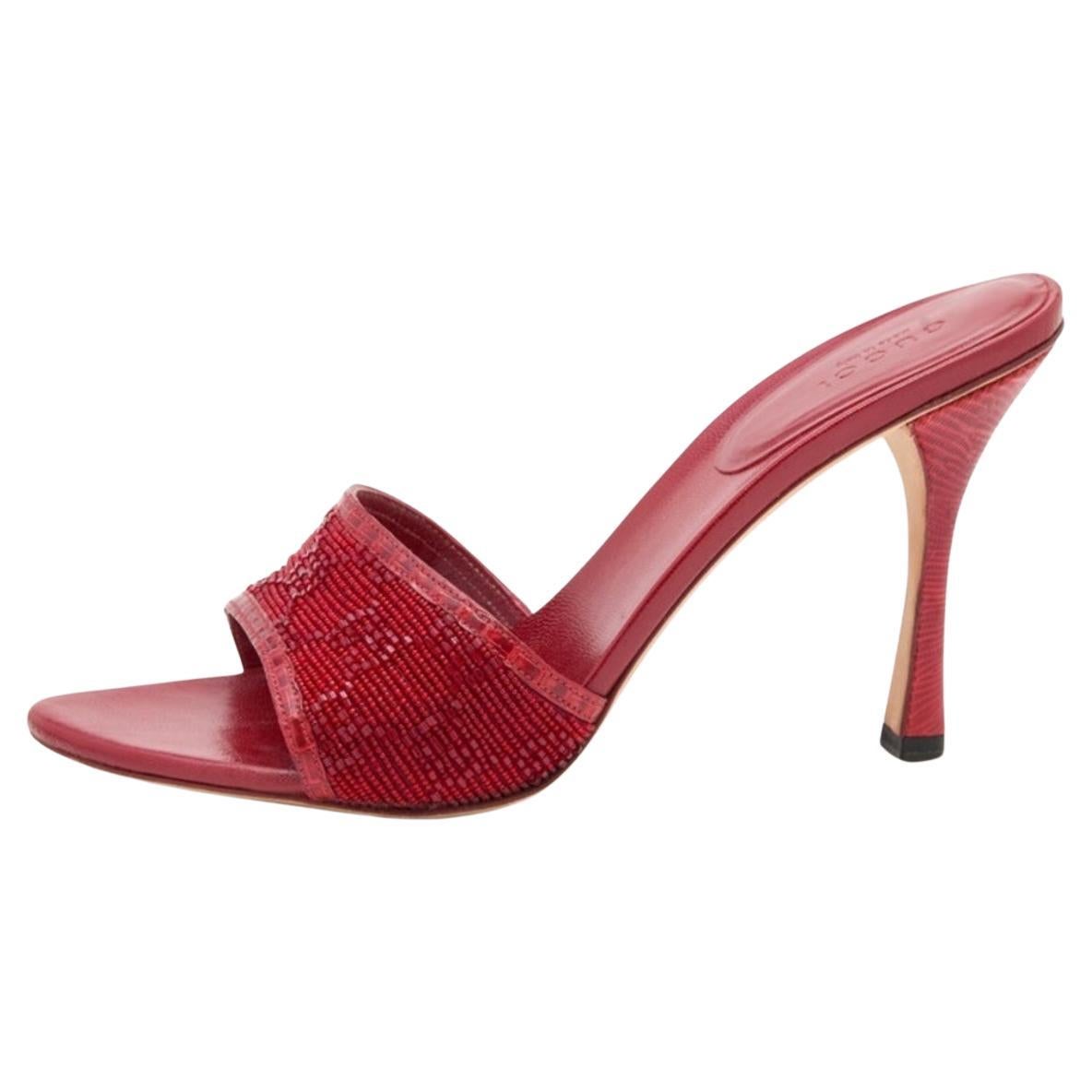 Gucci Tom Ford red beaded GG heels For Sale