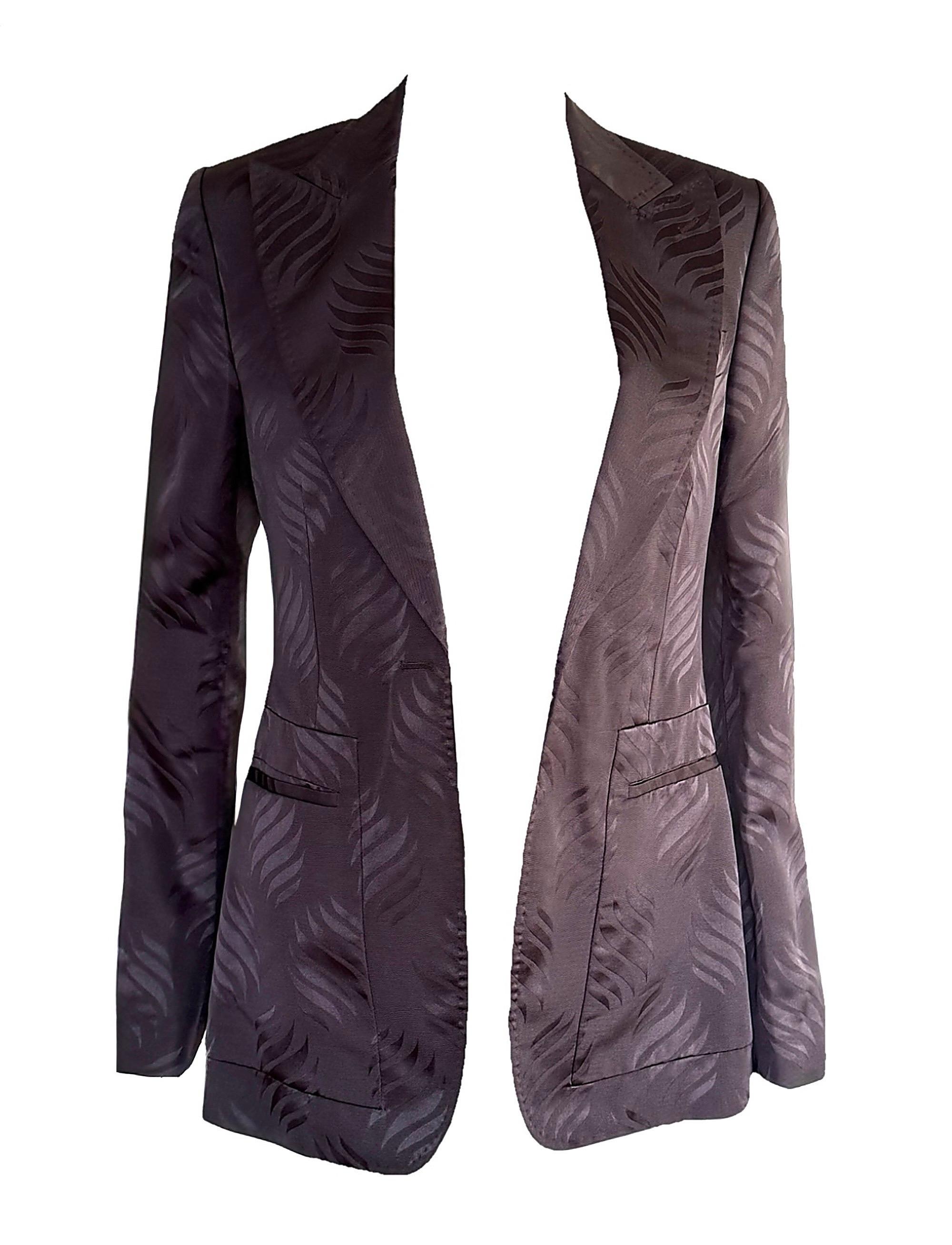 Tom Ford for Gucci - Passerella A/I 2002 - Blazer kimono in seta jacquard con cintura obi in vendita 5
