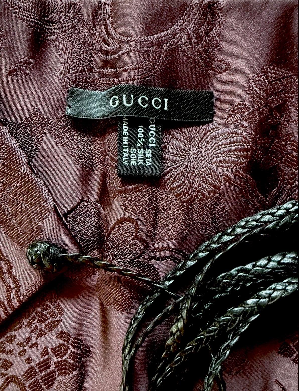 Tom Ford for Gucci - Passerella A/I 2002 - Blazer kimono in seta jacquard con cintura obi in vendita 14