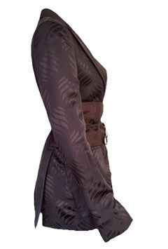 GUCCI Tom Ford Runway F/W 2002 Silk Jacquard Kimono Blazer w/ Obi Belt Ensemble
