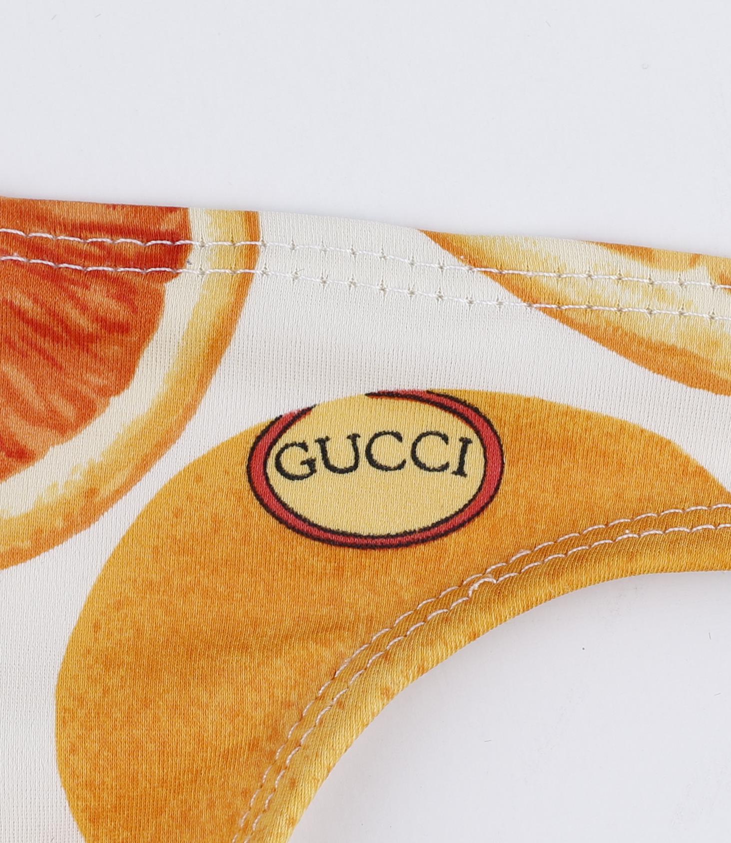 Gucci Tom Ford S/S 1995 Orange Citrus Fruit Print Plunge Back One Piece Swimsuit For Sale 6