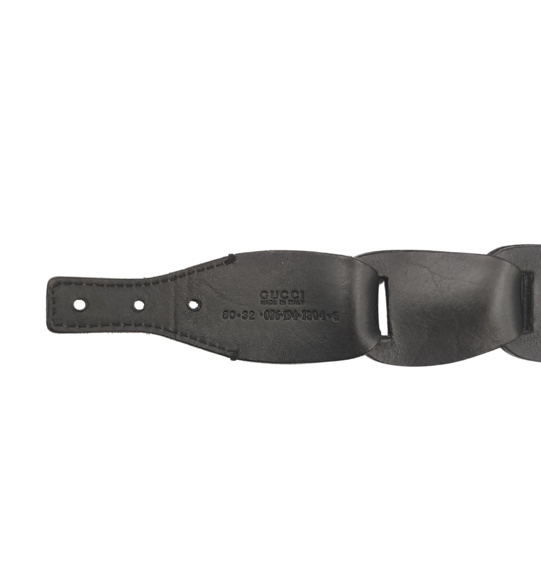 Gucci Tom Ford S/S 1997 black leather chain belt For Sale 8