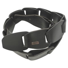 Vintage Gucci Tom Ford S/S 1997 black leather chain belt