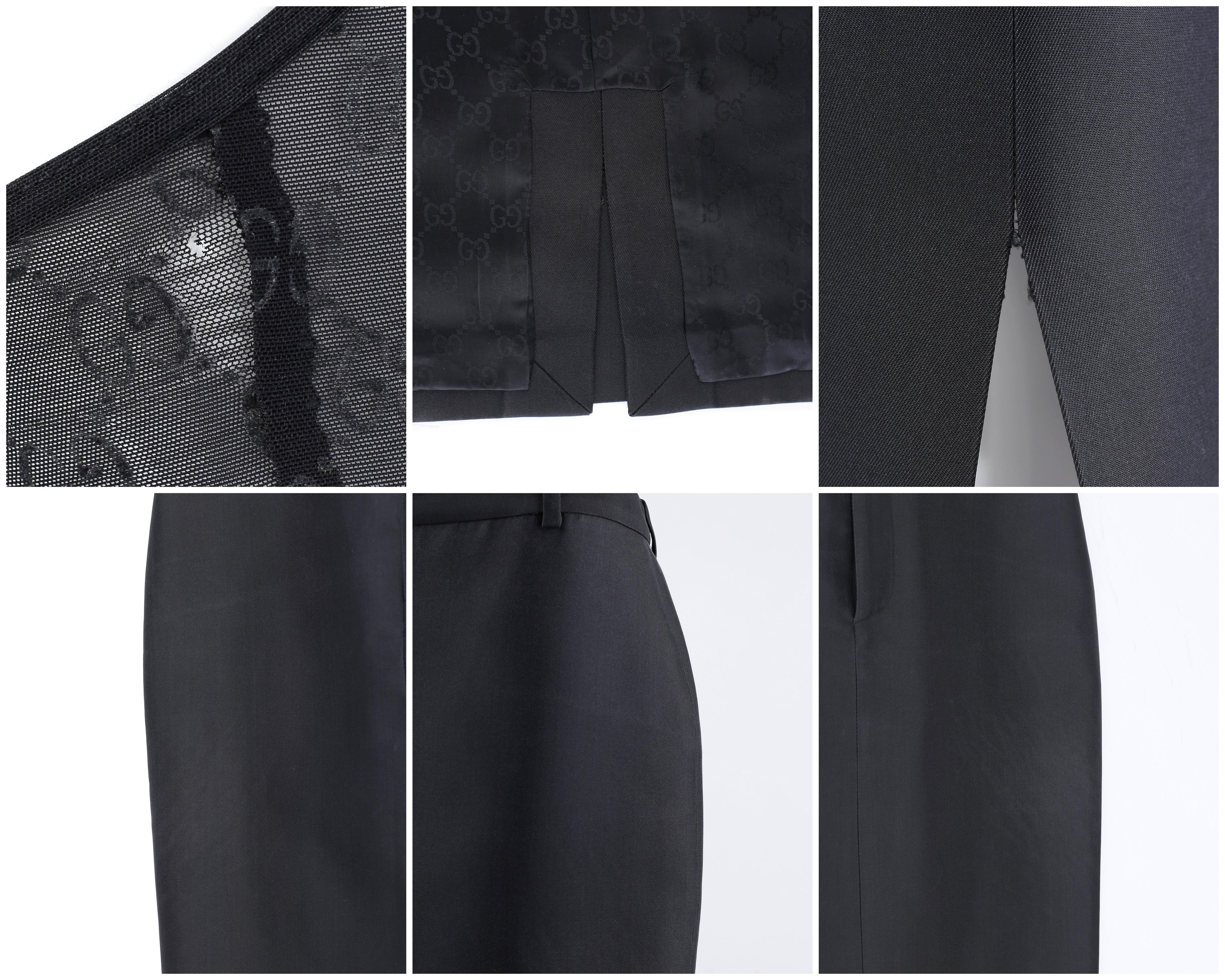 Gucci Tom Ford S/S 1998 Swarovski Crystal G-String Pencil Skirt GG Monogram Bra 12
