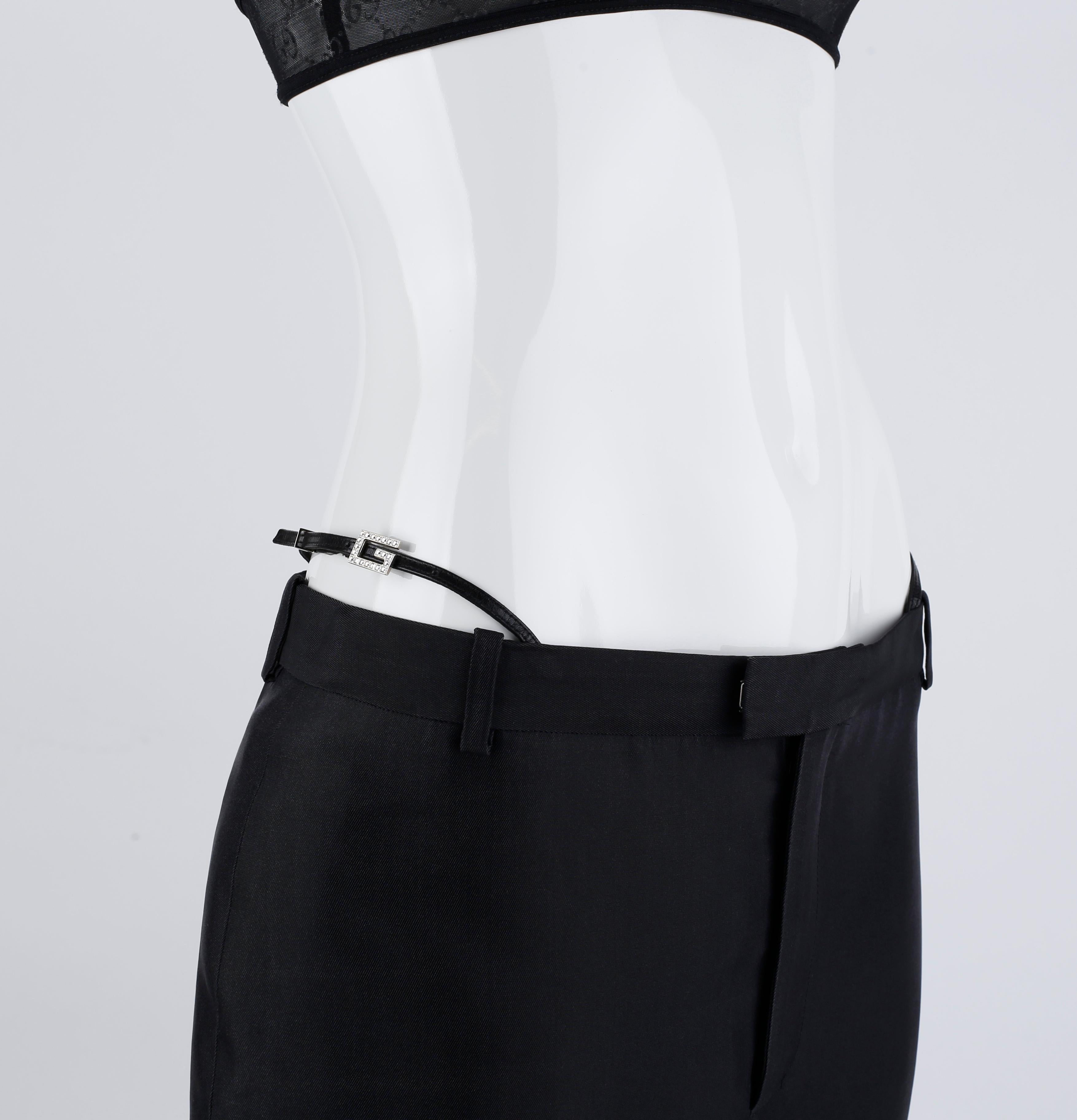 Women's Gucci Tom Ford S/S 1998 Swarovski Crystal G-String Pencil Skirt GG Monogram Bra