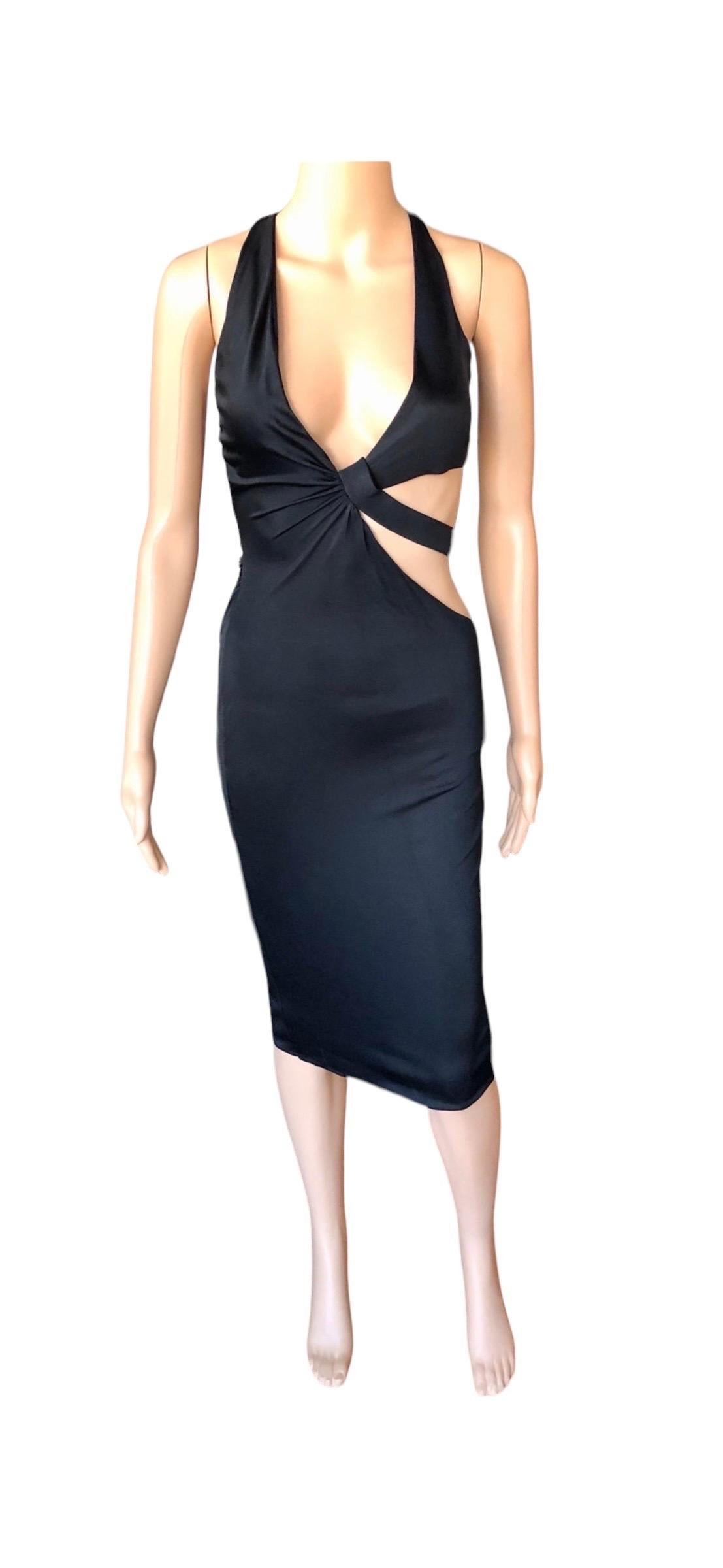 Gucci Tom Ford S/S 2005 Vestido Recortado Bodycon Negro en venta 6