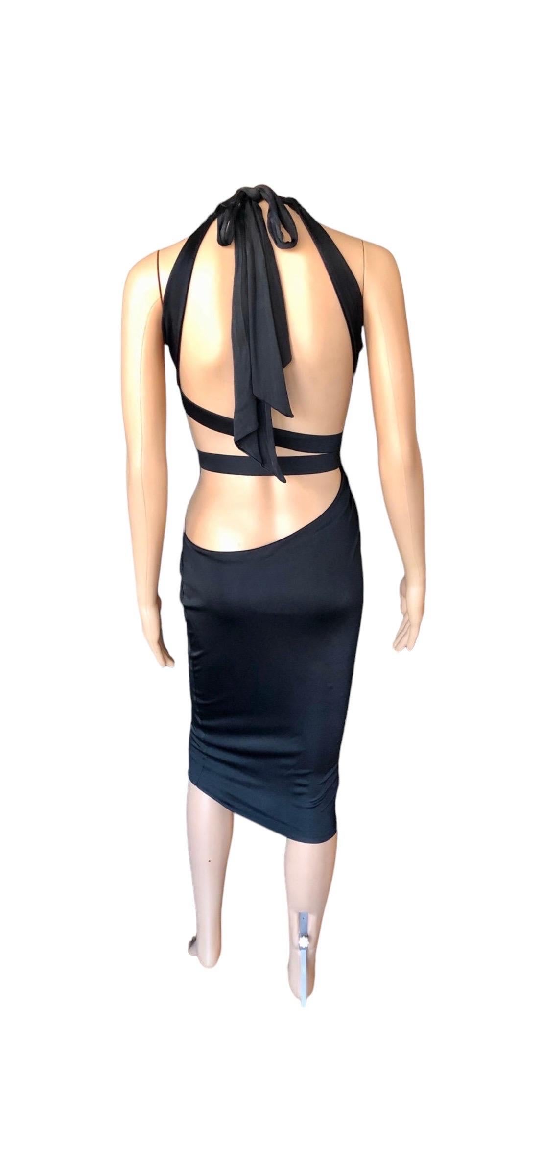 Gucci Tom Ford S/S 2005 Vestido Recortado Bodycon Negro en venta 8