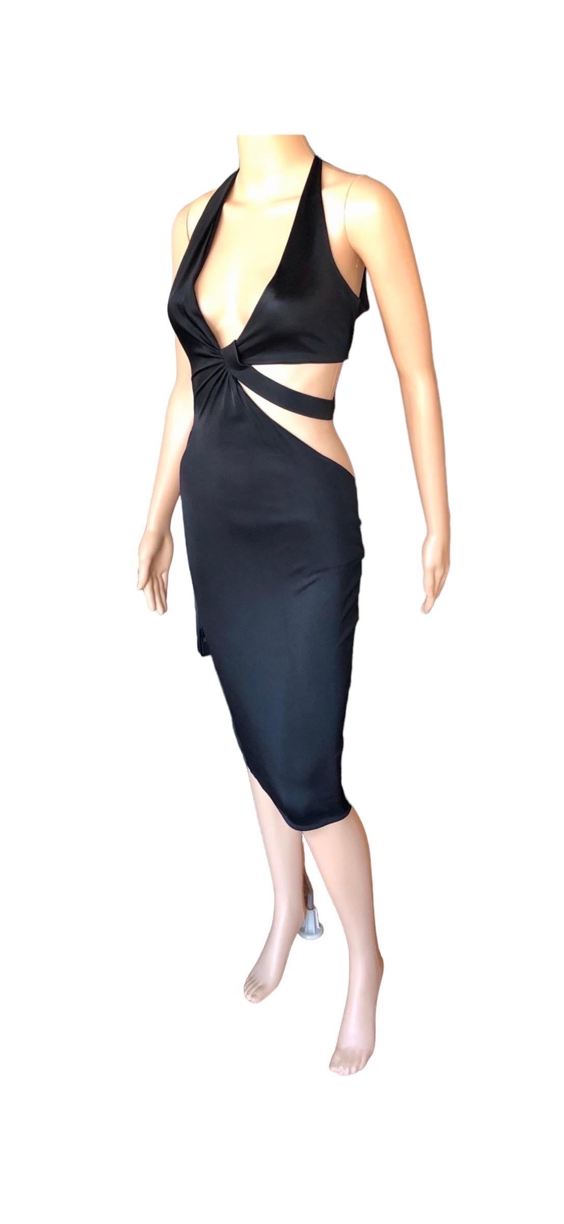 Gucci Tom Ford S/S 2005 Vestido Recortado Bodycon Negro en venta 9