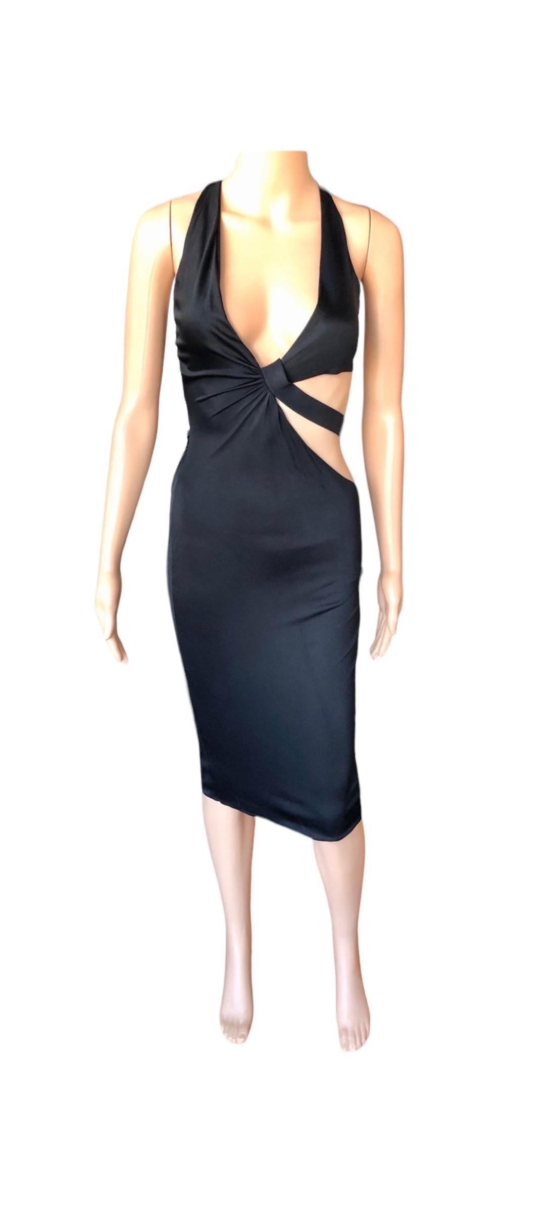 Gucci Tom Ford S/S 2005 Vestido Recortado Bodycon Negro en venta 1