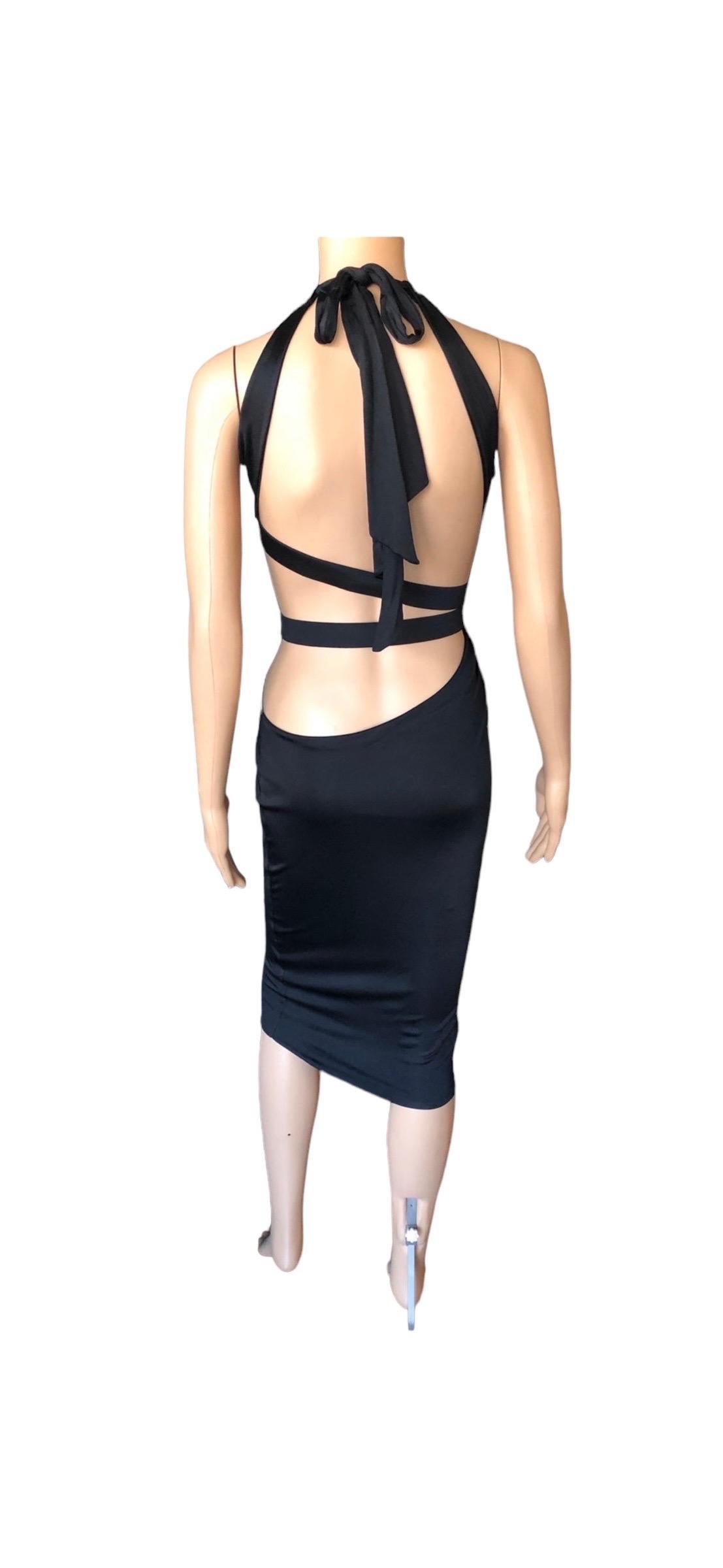 Gucci Tom Ford S/S 2005 Vestido Recortado Bodycon Negro en venta 2