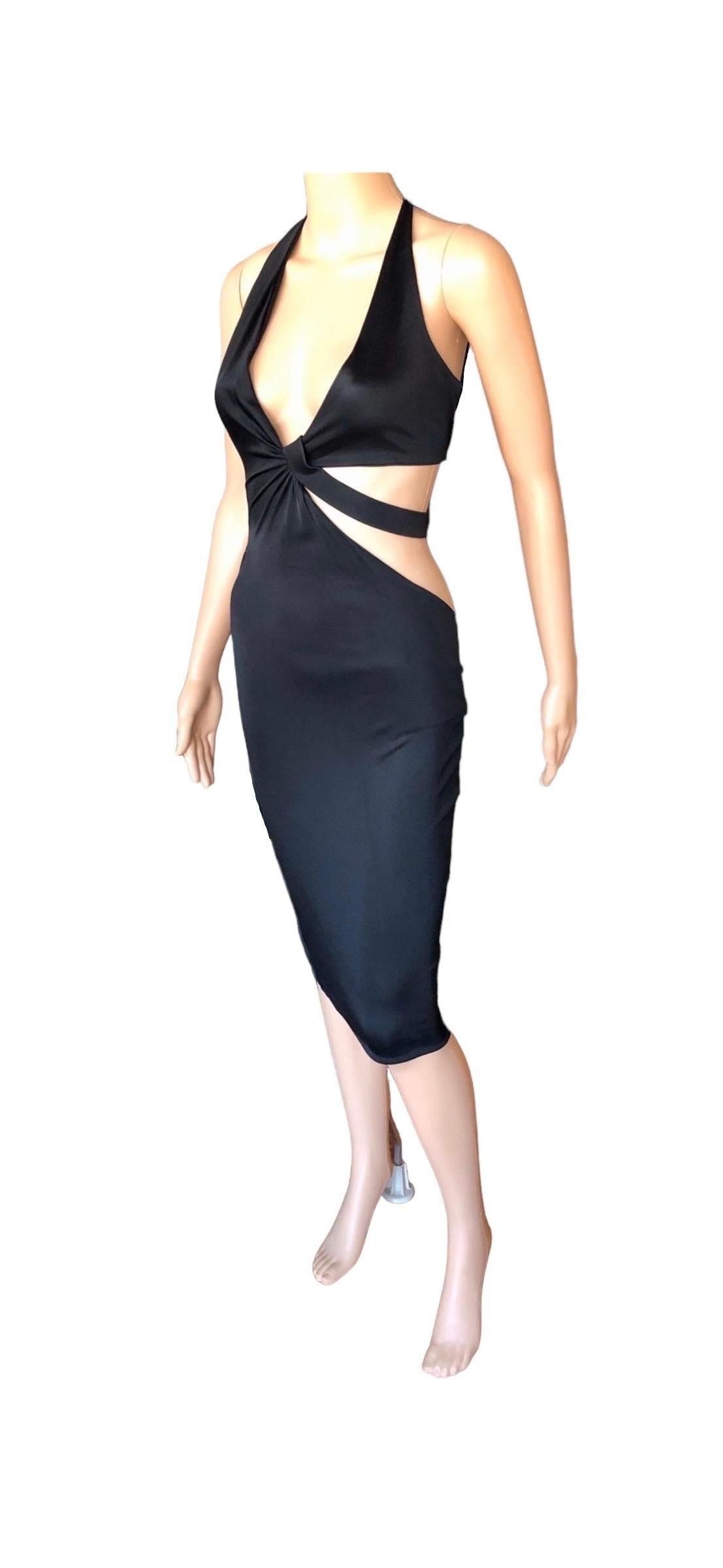 Gucci Tom Ford S/S 2005 Vestido Recortado Bodycon Negro en venta 3