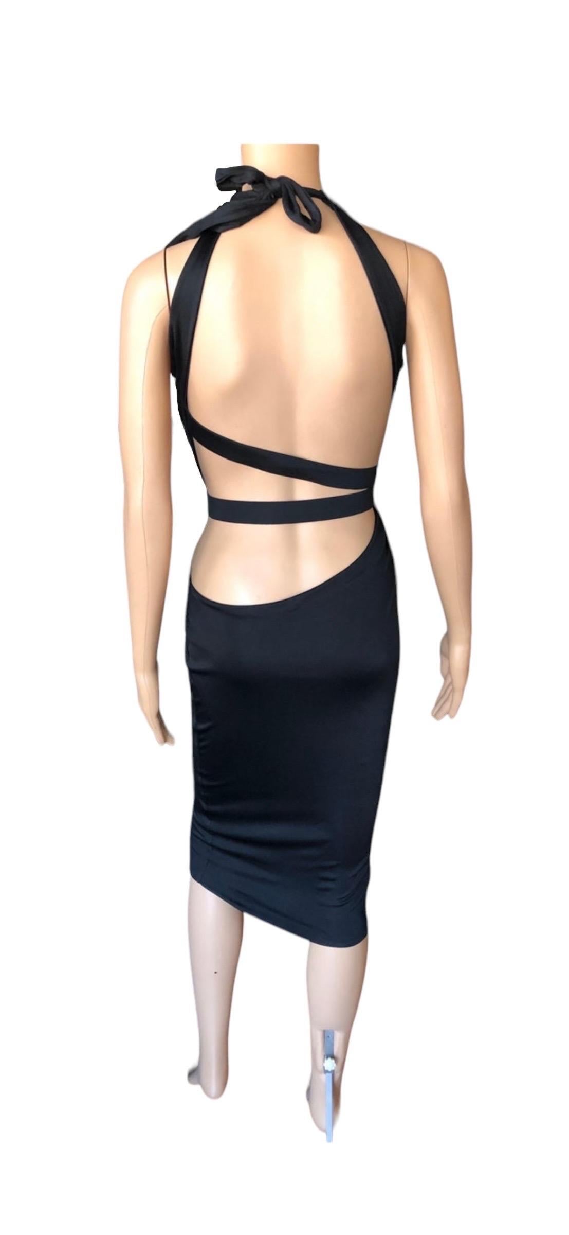 Gucci Tom Ford S/S 2005 Vestido Recortado Bodycon Negro en venta 4
