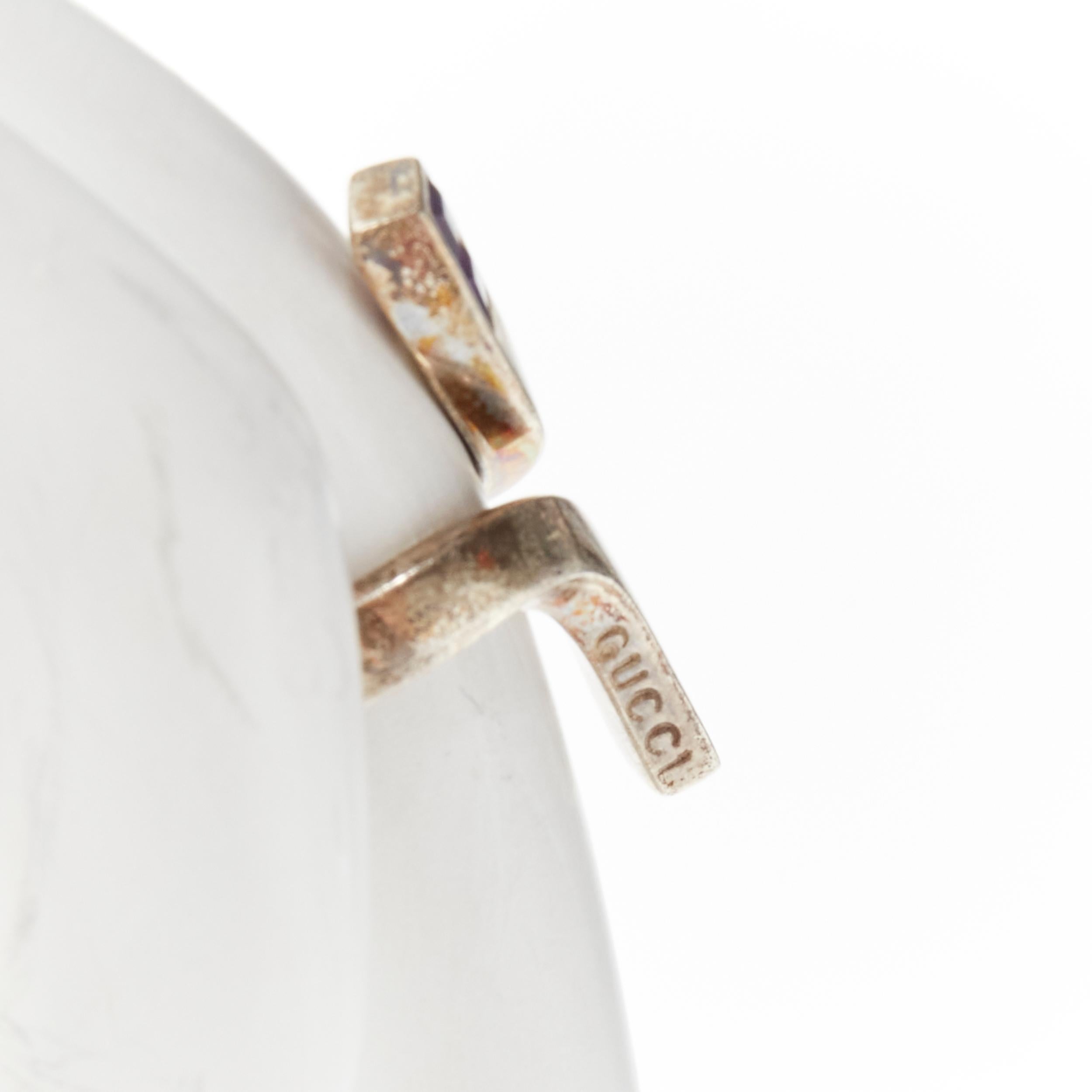 GUCCI TOM FORD silver tone G logo stone stud earrings ring bracelet set 4