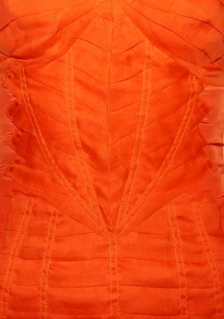 UNWORN Gucci Tom Ford Spring 2004 Tangerine Frayed Silk Organza Dress ...