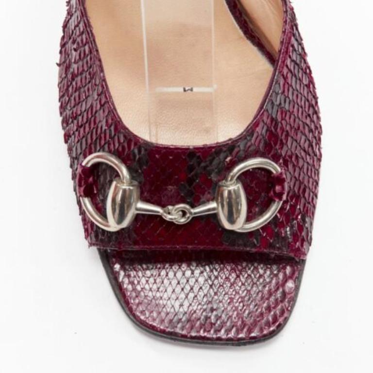 GUCCI Tom Ford Vintage 1996 red scaled leather silver Horsebit heels EU37 For Sale 1