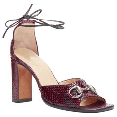 GUCCI Tom Ford Vintage 1996 red scaled leather silver Horsebit heels EU37