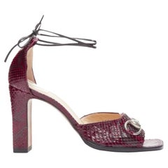 GUCCI Tom Ford Vintage 1996 red scaled leather silver Horsebit heels EU37