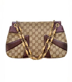 GUCCI Tom Ford Vintage 2004 Jeweled Dragon GG Canvas, Leather & Bamboo Chain Bag