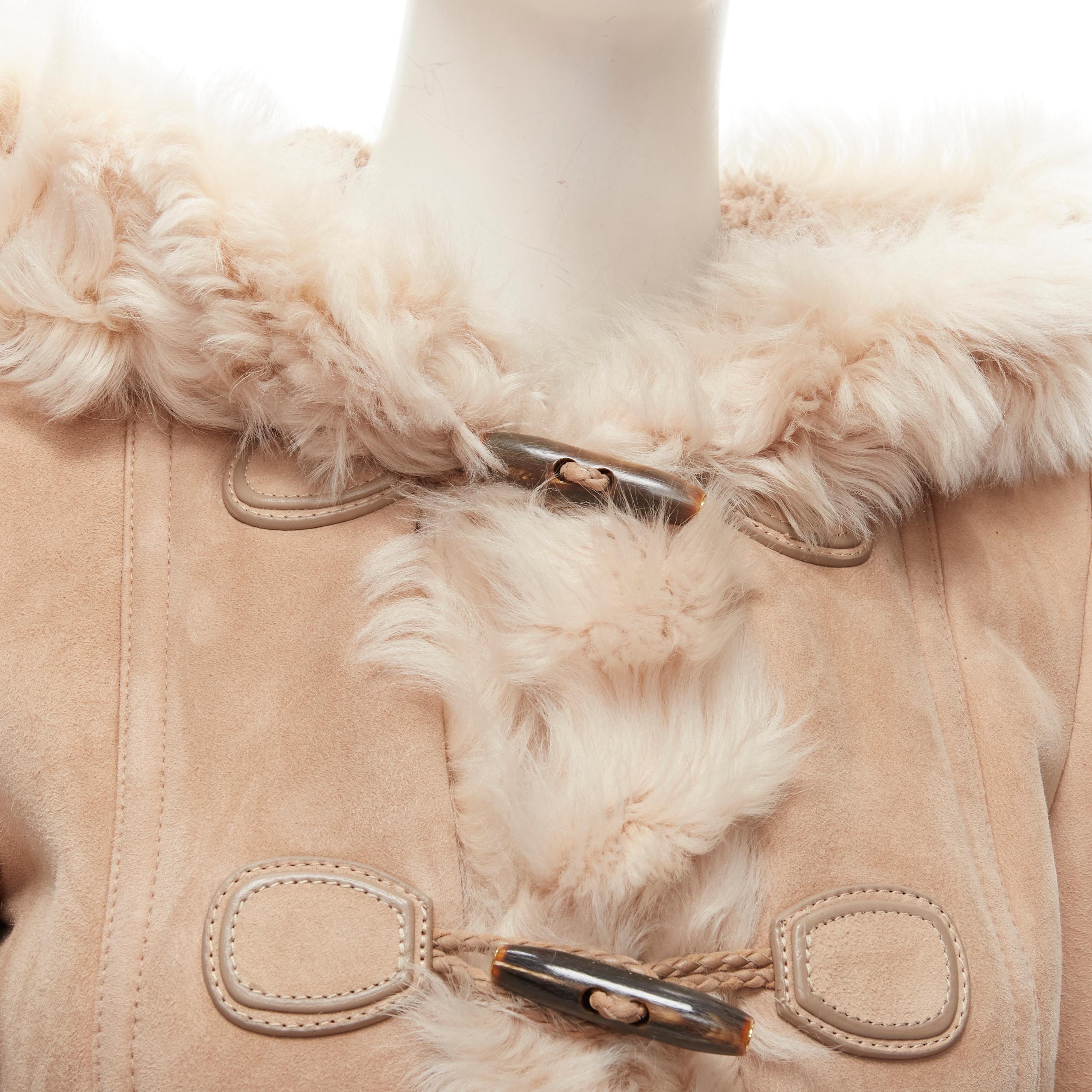 GUCCI Tom Ford Vintage beige sheep shearling suede hooded duffle coat IT36 XXS
Reference: TGAS/C01625
Brand: Gucci
Designer: Tom Ford
Material: Suede
Color: Brown
Pattern: Solid
Closure: Button
Lining: Suede
Extra Details: Side pockets at