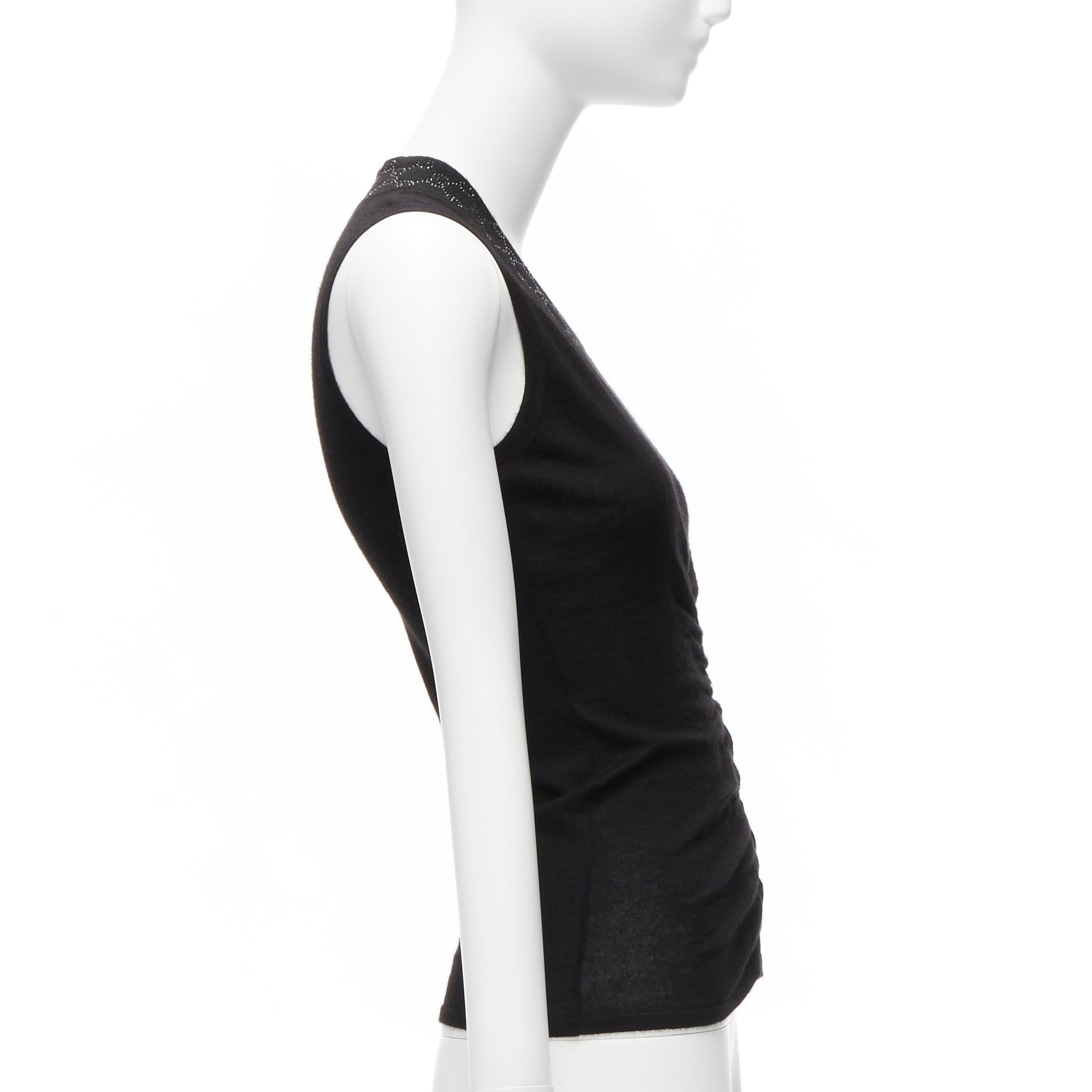 GUCCI Tom Ford Vintage black cashmere blend rhinestone GG monogram vest XS In Good Condition For Sale In Hong Kong, NT