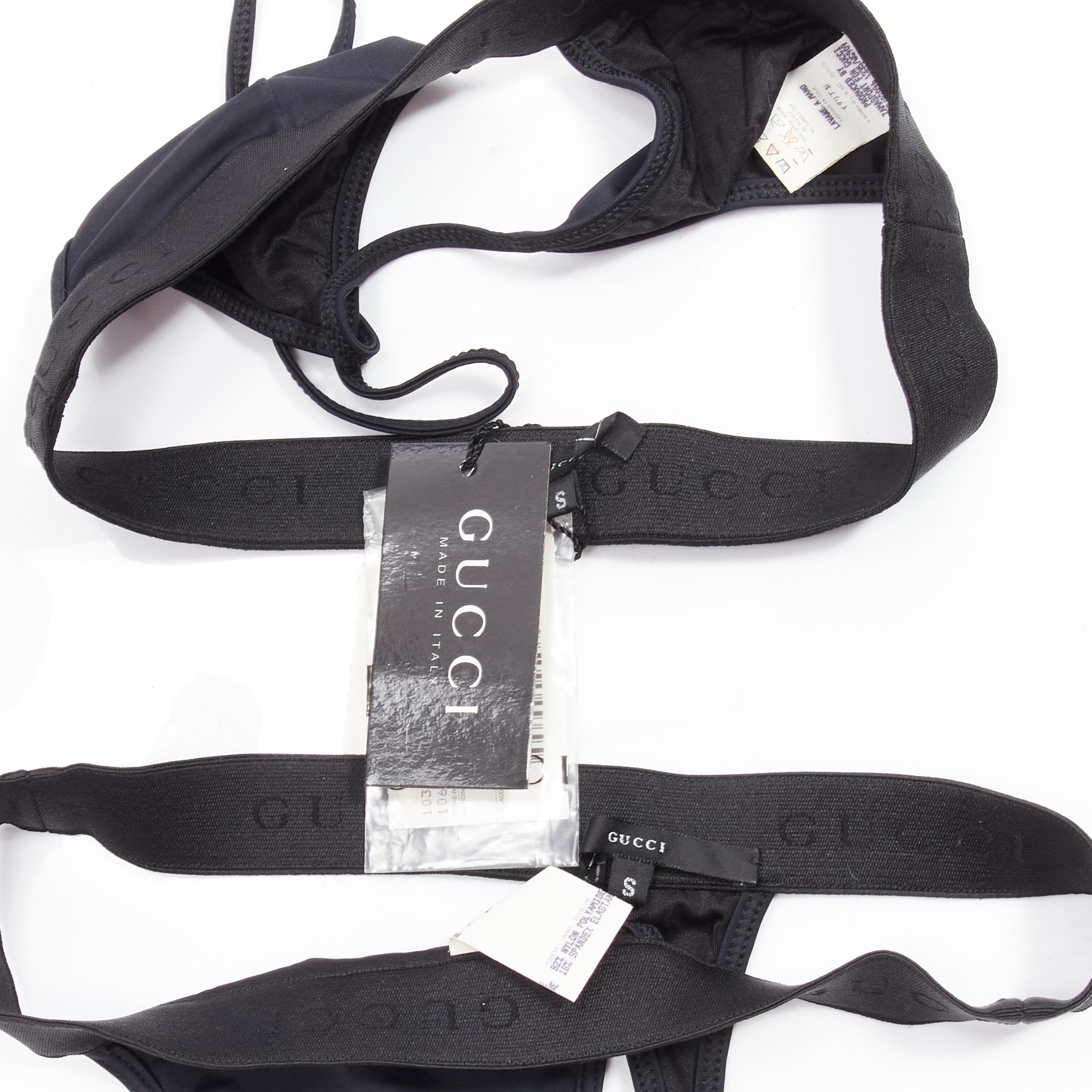 GUCCI Tom Ford Vintage braguita de bikini de 2 piezas con logo GG negro S en venta 4