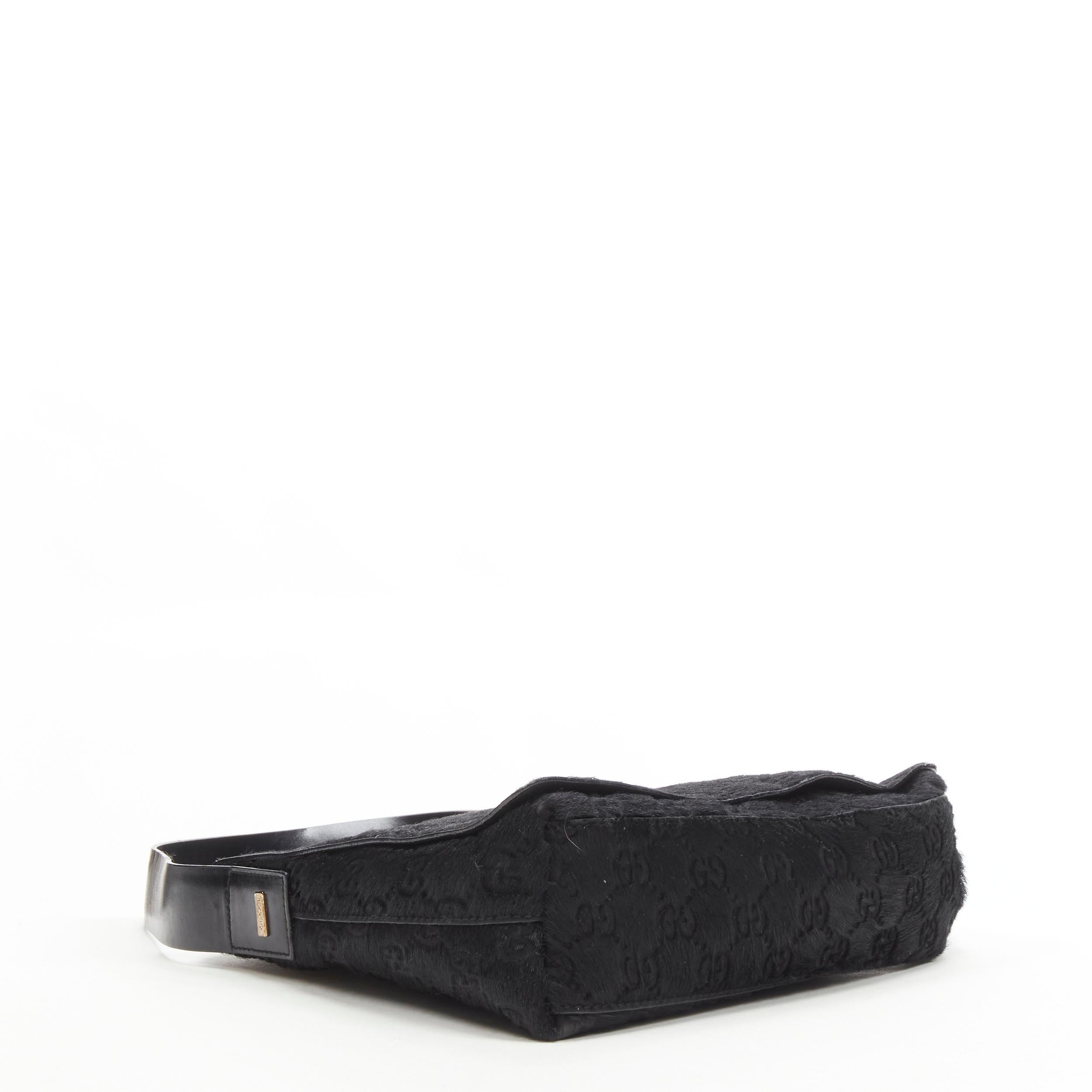 Women's GUCCI TOM FORD Vintage black GG monogram calf hair GG embossed flap underarm bag