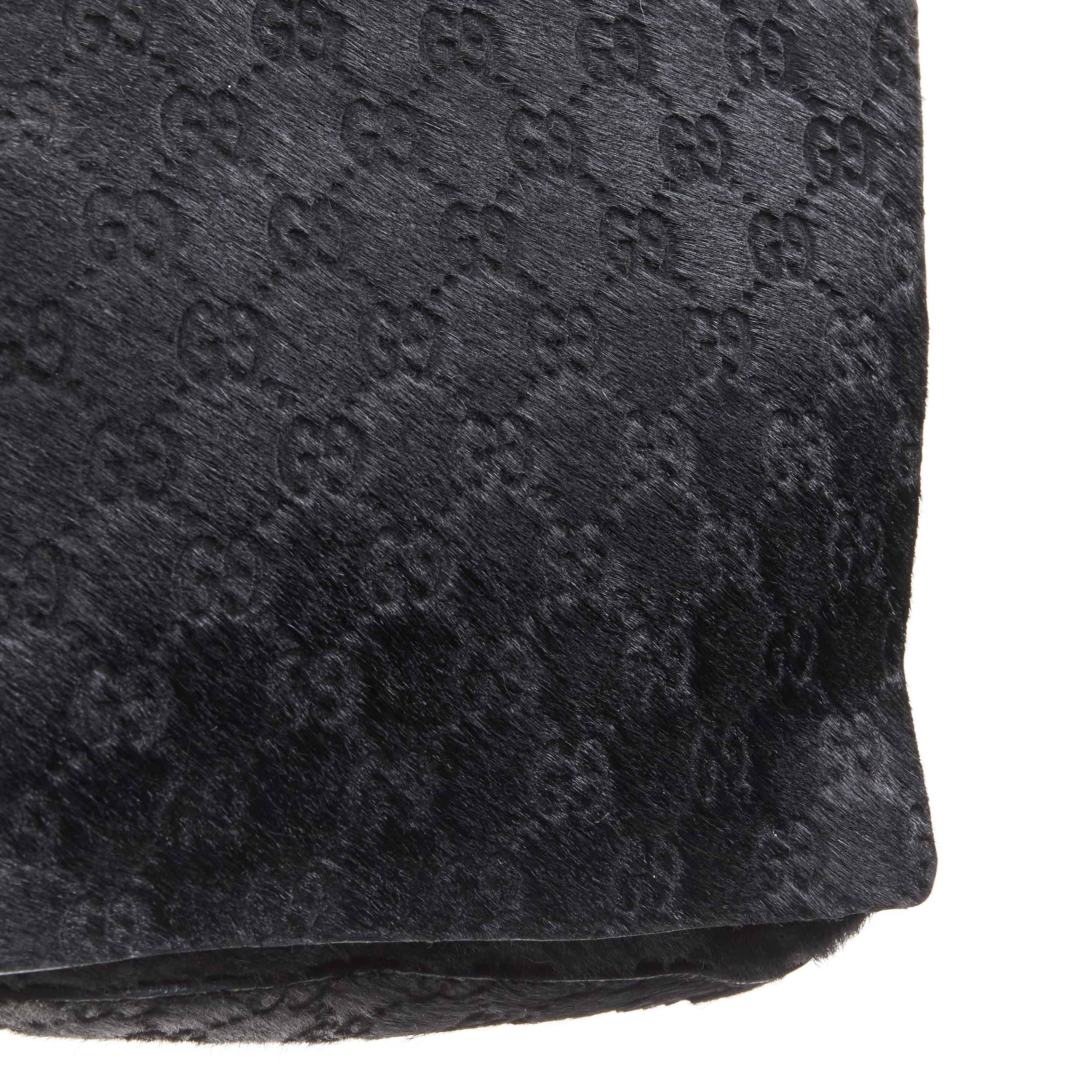 GUCCI TOM FORD Vintage black GG monogram calf hair GG embossed flap underarm bag 1