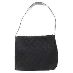GUCCI TOM FORD Vintage Schwarze GG Monogrammierte Unterarmtasche aus Kalbshaar mit geprägter Klappe