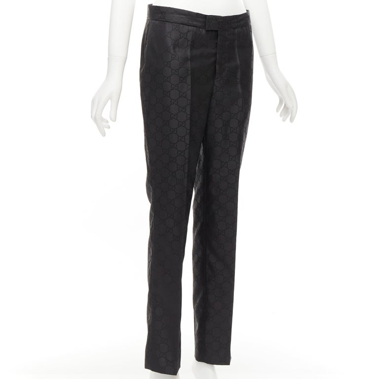 GUCCI Tom Ford Vintage black GG monogram tapered dress pants IT42 XL