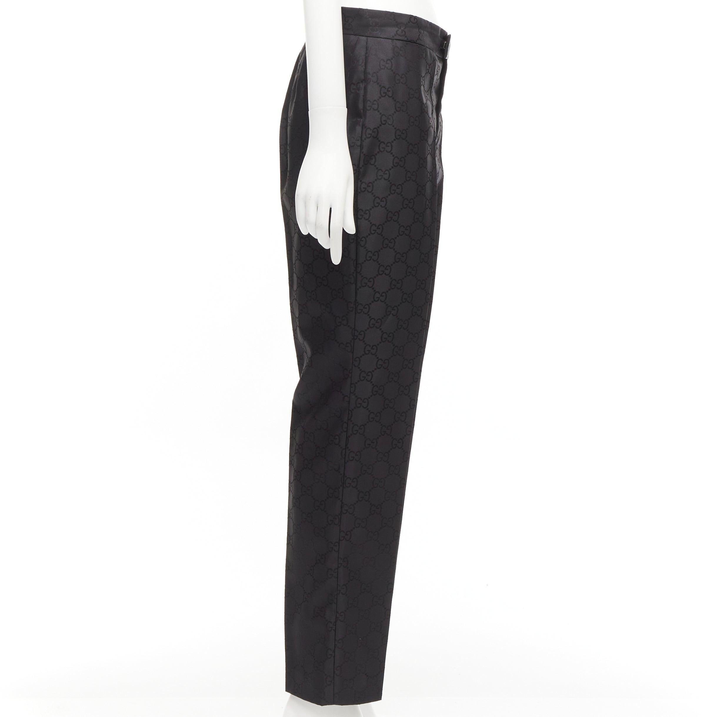 GUCCI Tom Ford Vintage black GG monogram tapered dress pants IT42 XL In Excellent Condition For Sale In Hong Kong, NT