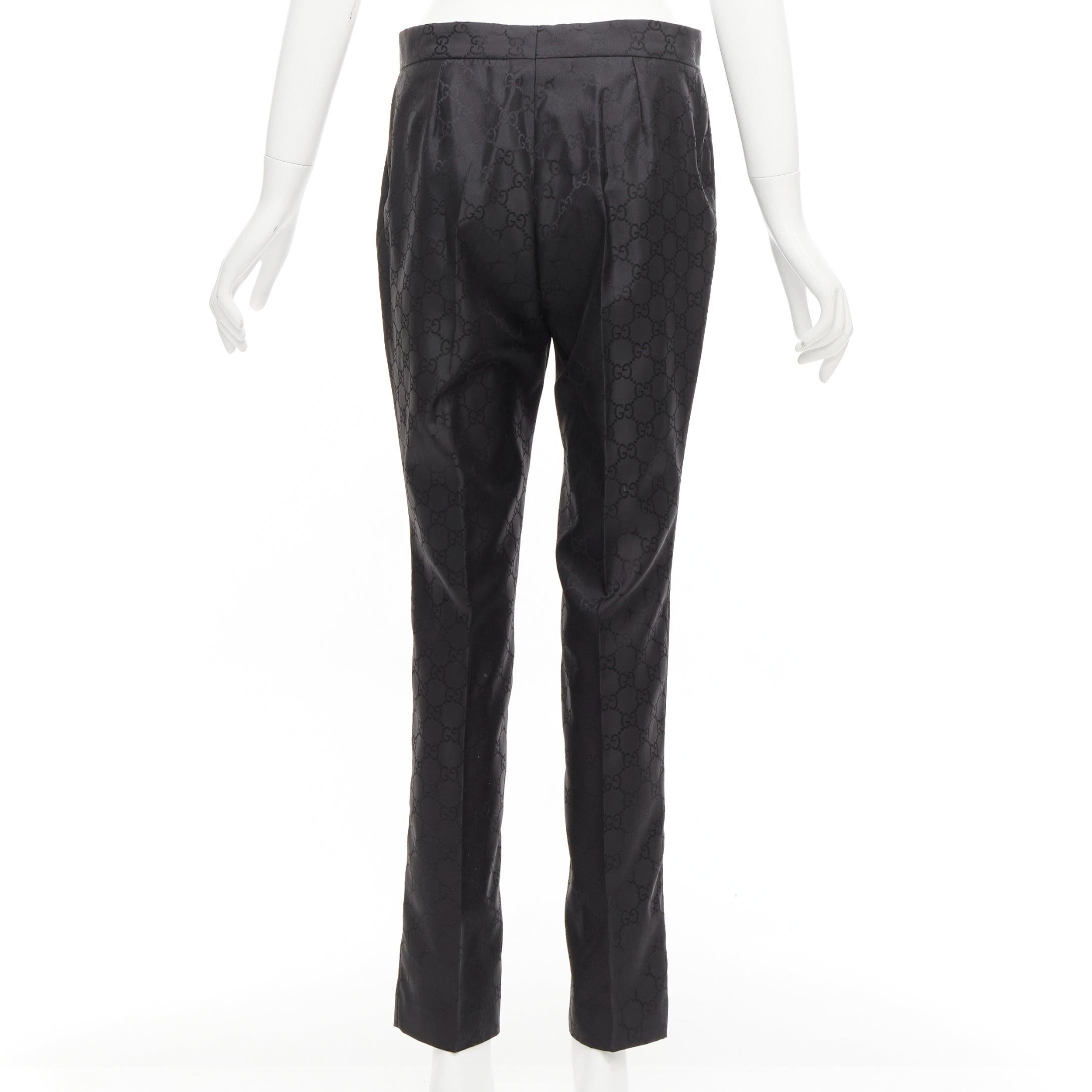 Women's GUCCI Tom Ford Vintage black GG monogram tapered dress pants IT42 XL For Sale