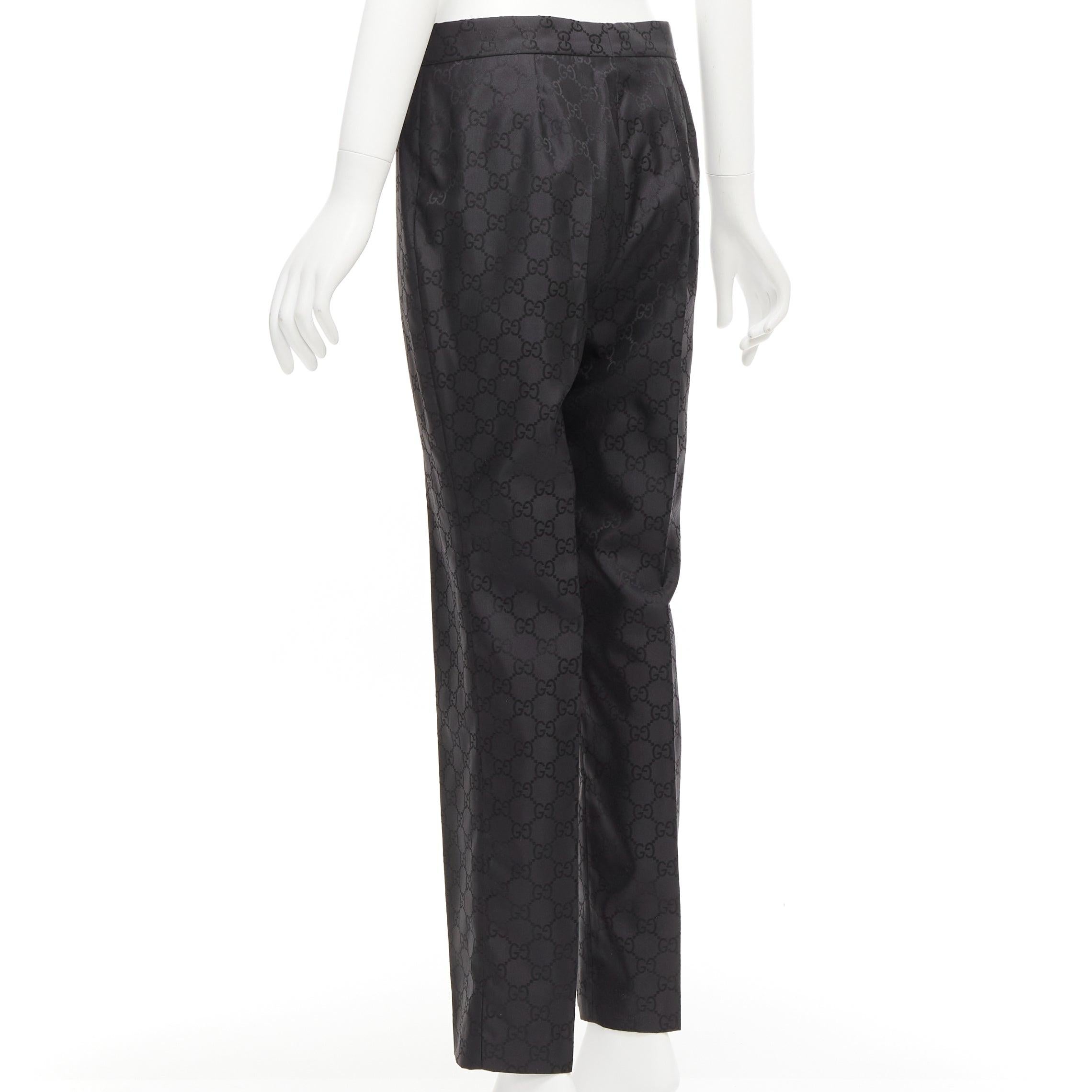 GUCCI Tom Ford Vintage black GG monogram tapered dress pants IT42 XL For Sale 1