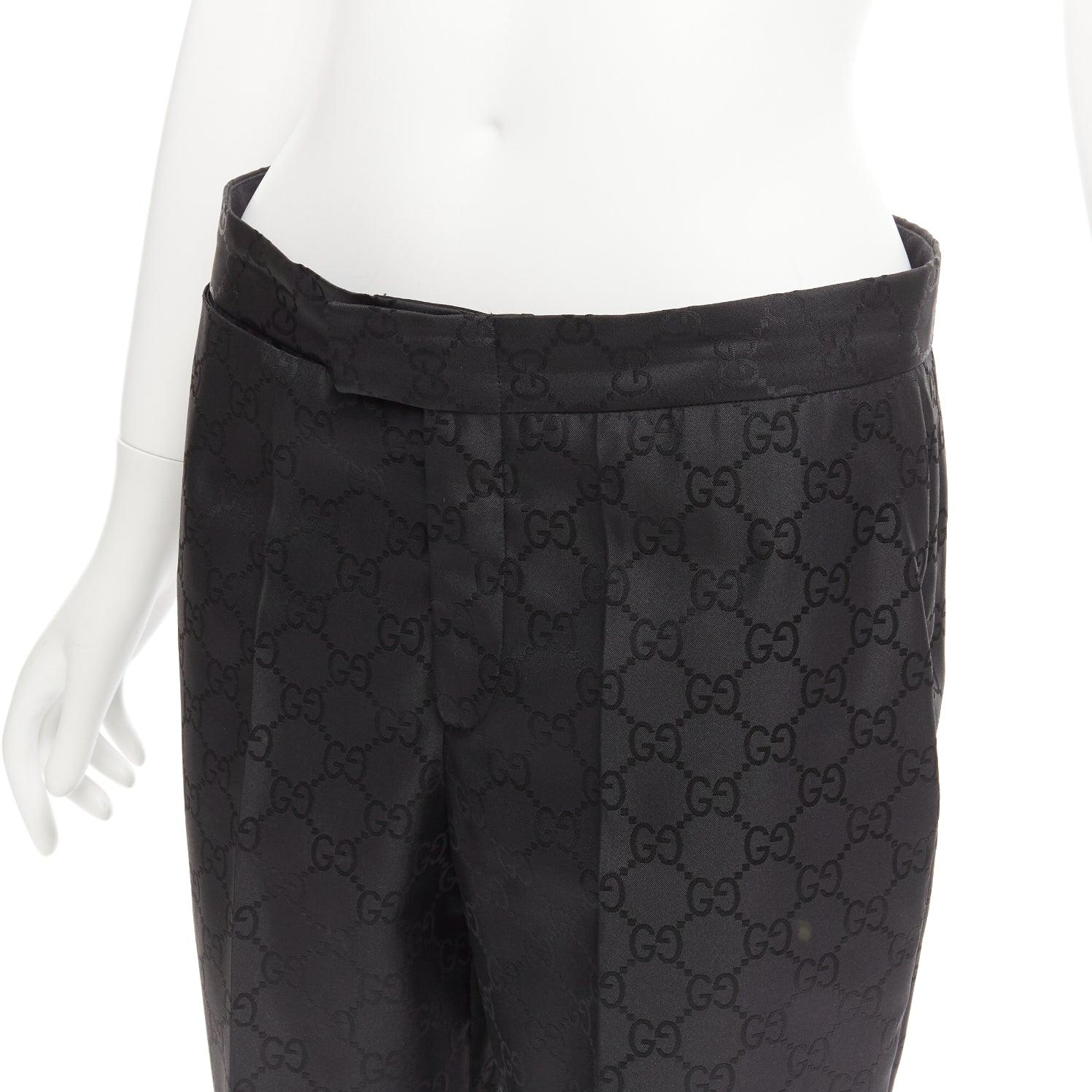 GUCCI Tom Ford Vintage black GG monogram tapered dress pants IT42 XL 2