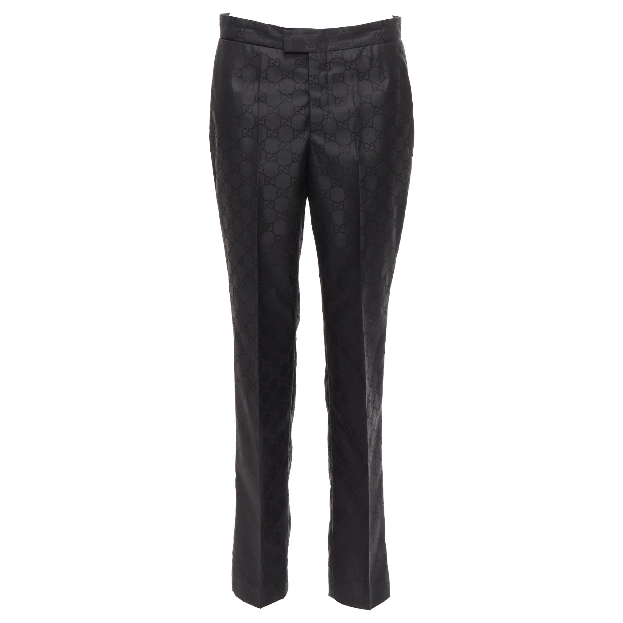 GUCCI Tom Ford Vintage black GG monogram tapered dress pants IT42 XL